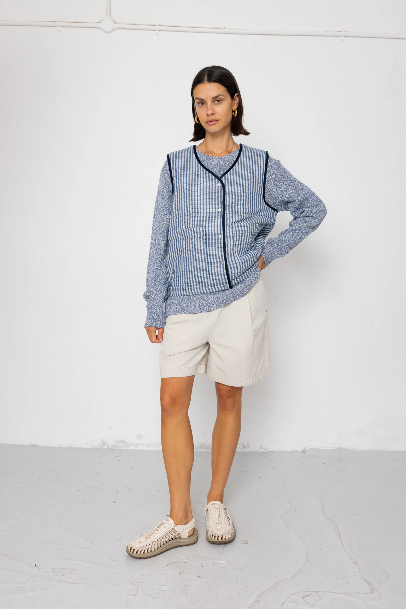 Gilet - Indigo Crinkle Mini Check - Image 5
