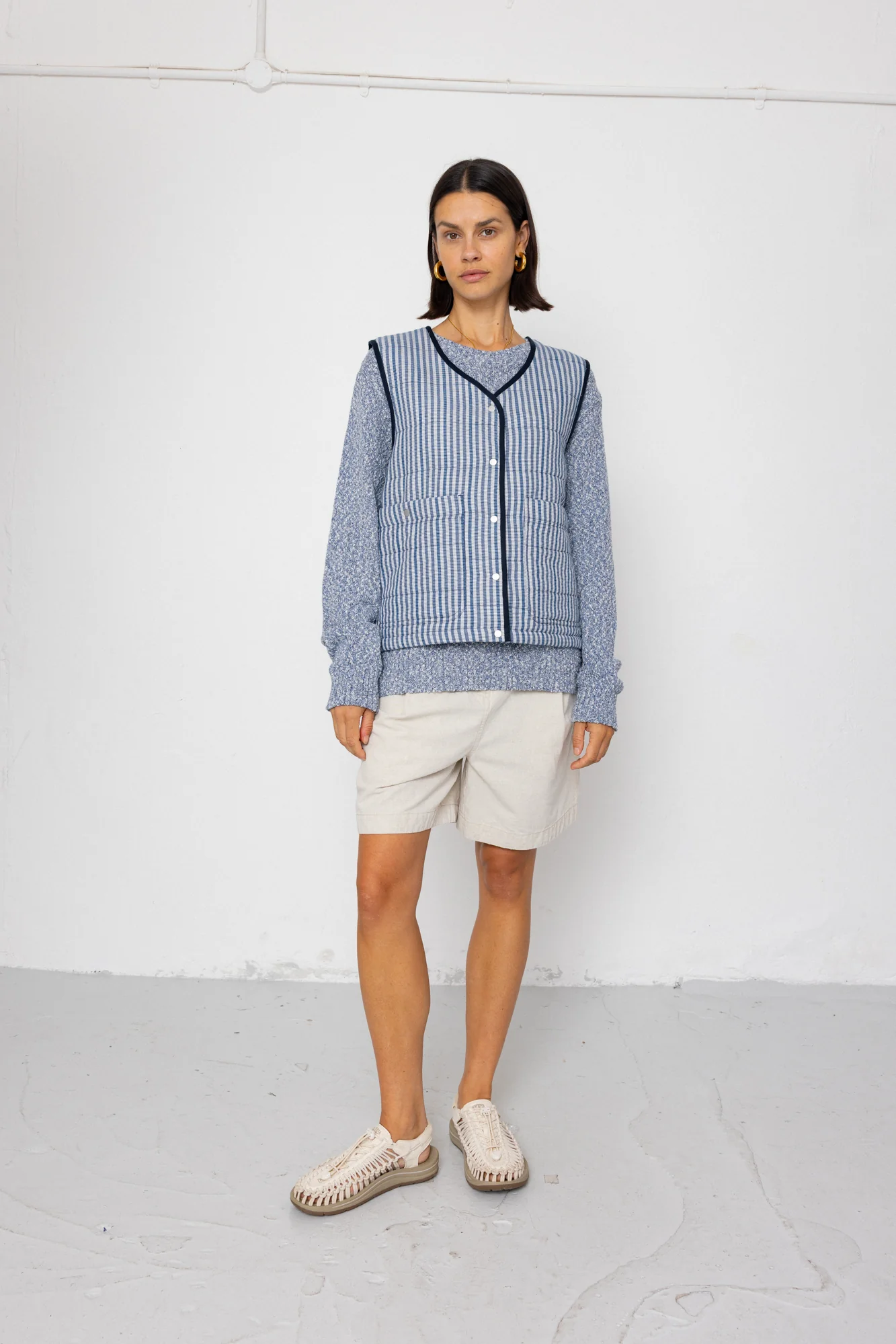 Gilet - Indigo Crinkle Mini Check - Image 8