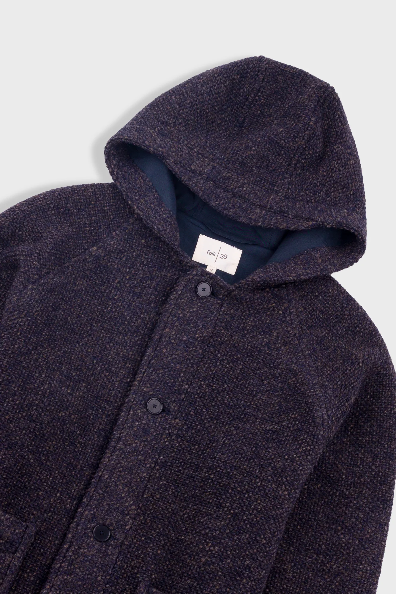 Hooded Car Coat - Navy Brown Texture - Image 4