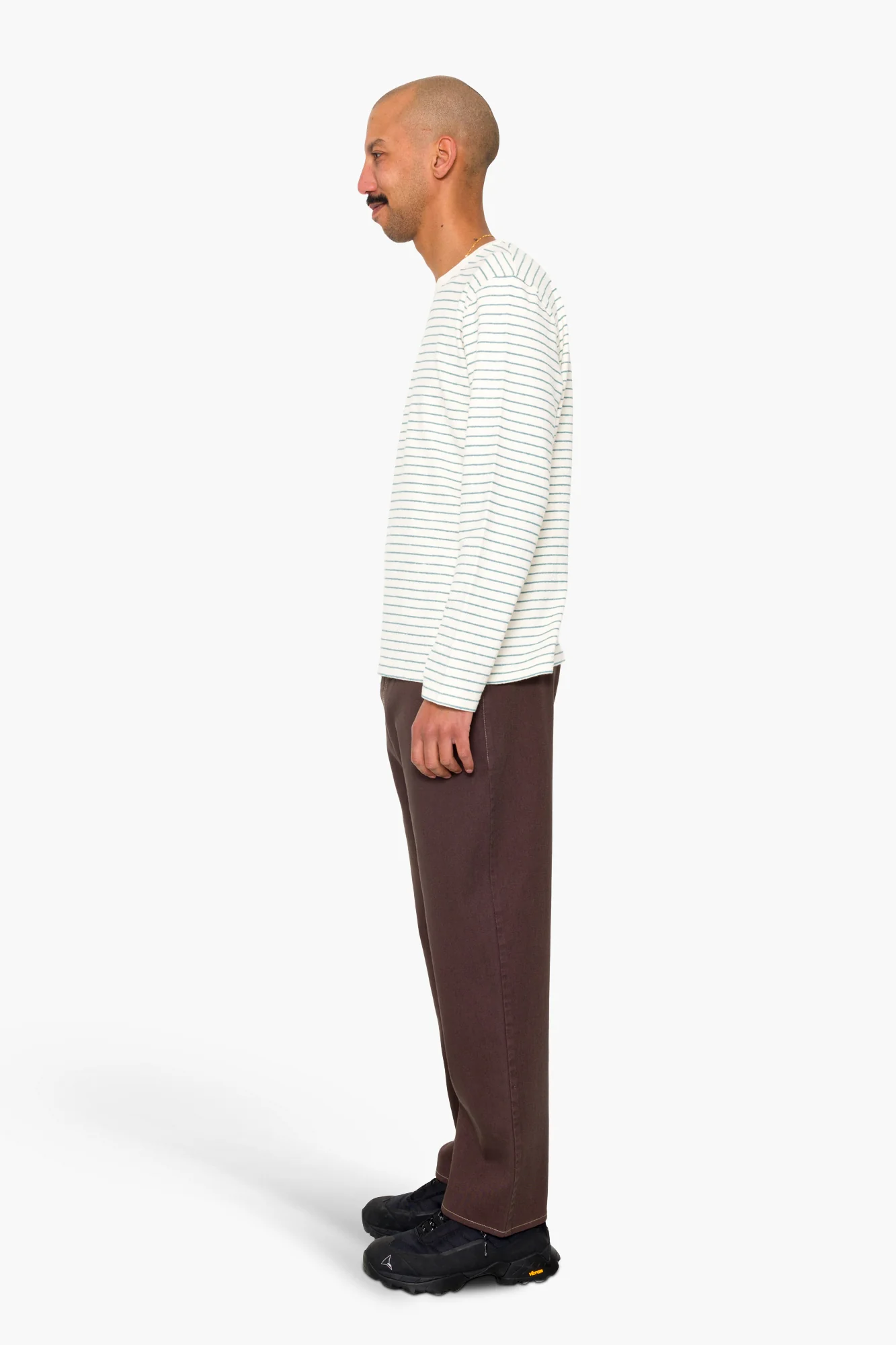 Long Sleeve Textured Stripe T-Shirt - Ecru / Misty Green - Image 4