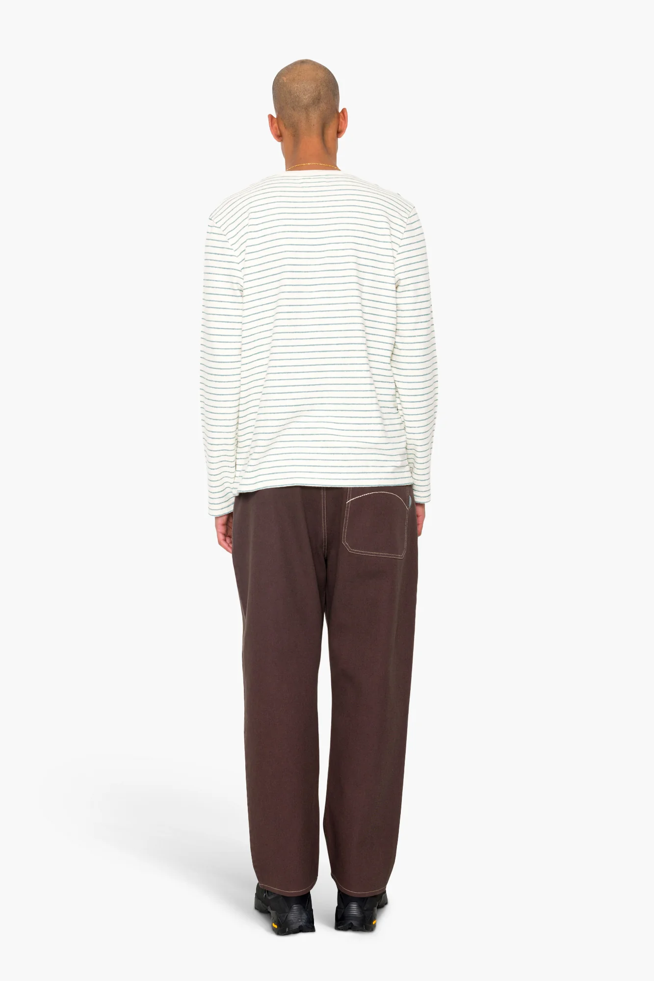 Long Sleeve Textured Stripe T-Shirt - Ecru / Misty Green - Image 8