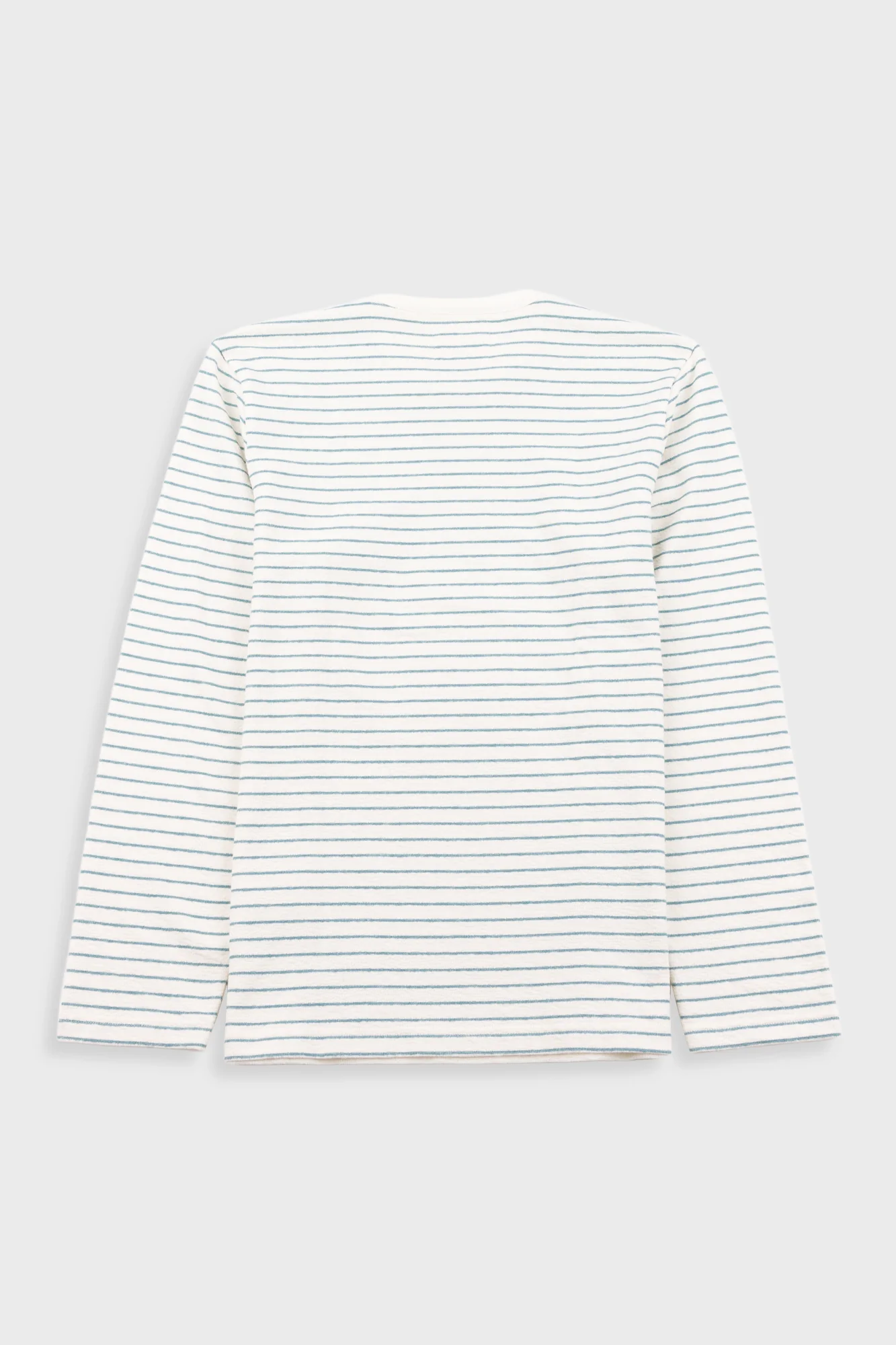 Long Sleeve Textured Stripe T-Shirt - Ecru / Misty Green - Image 9