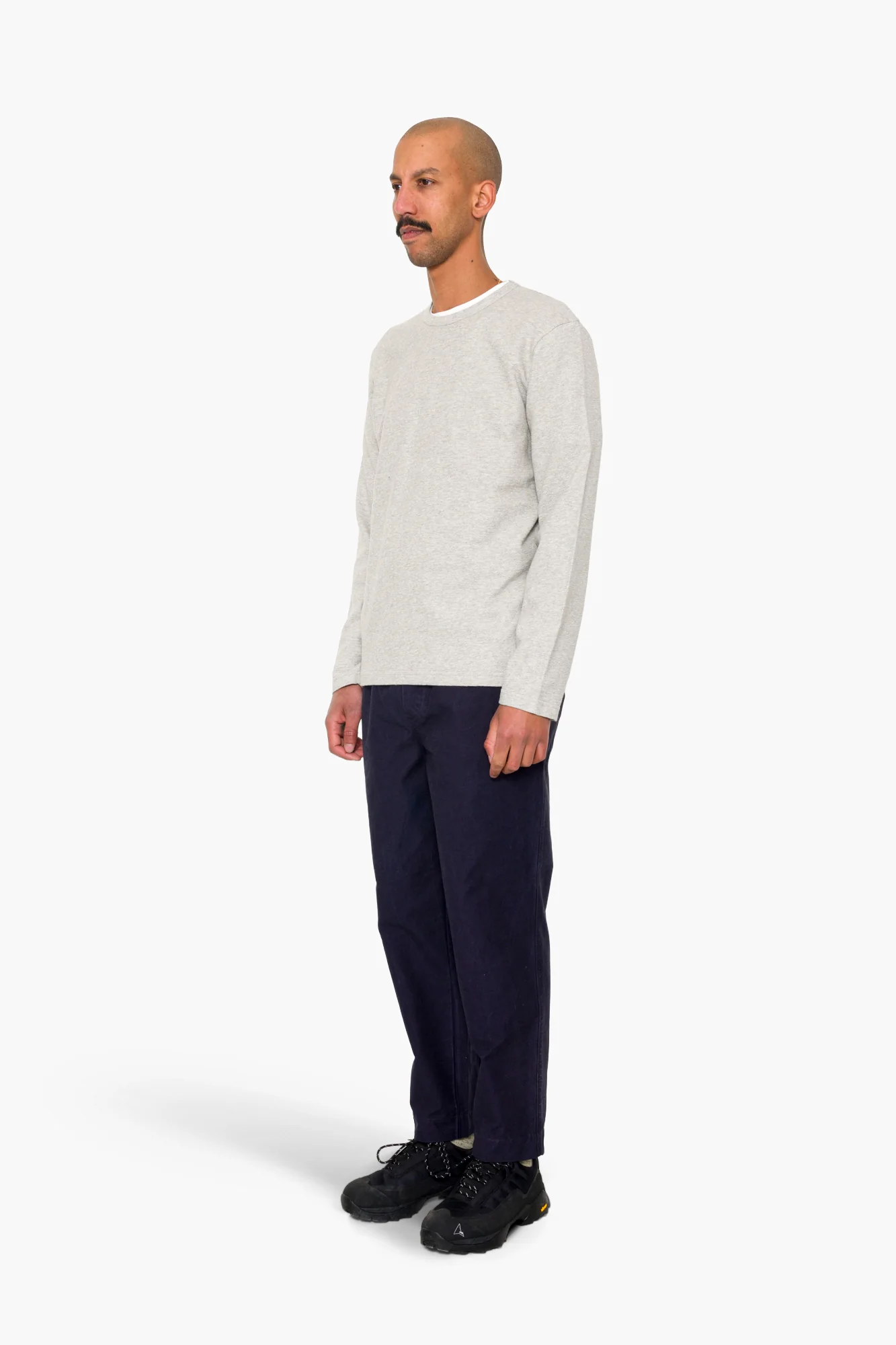Long Sleeve Textured T-Shirt - Light Grey Melange - Image 3