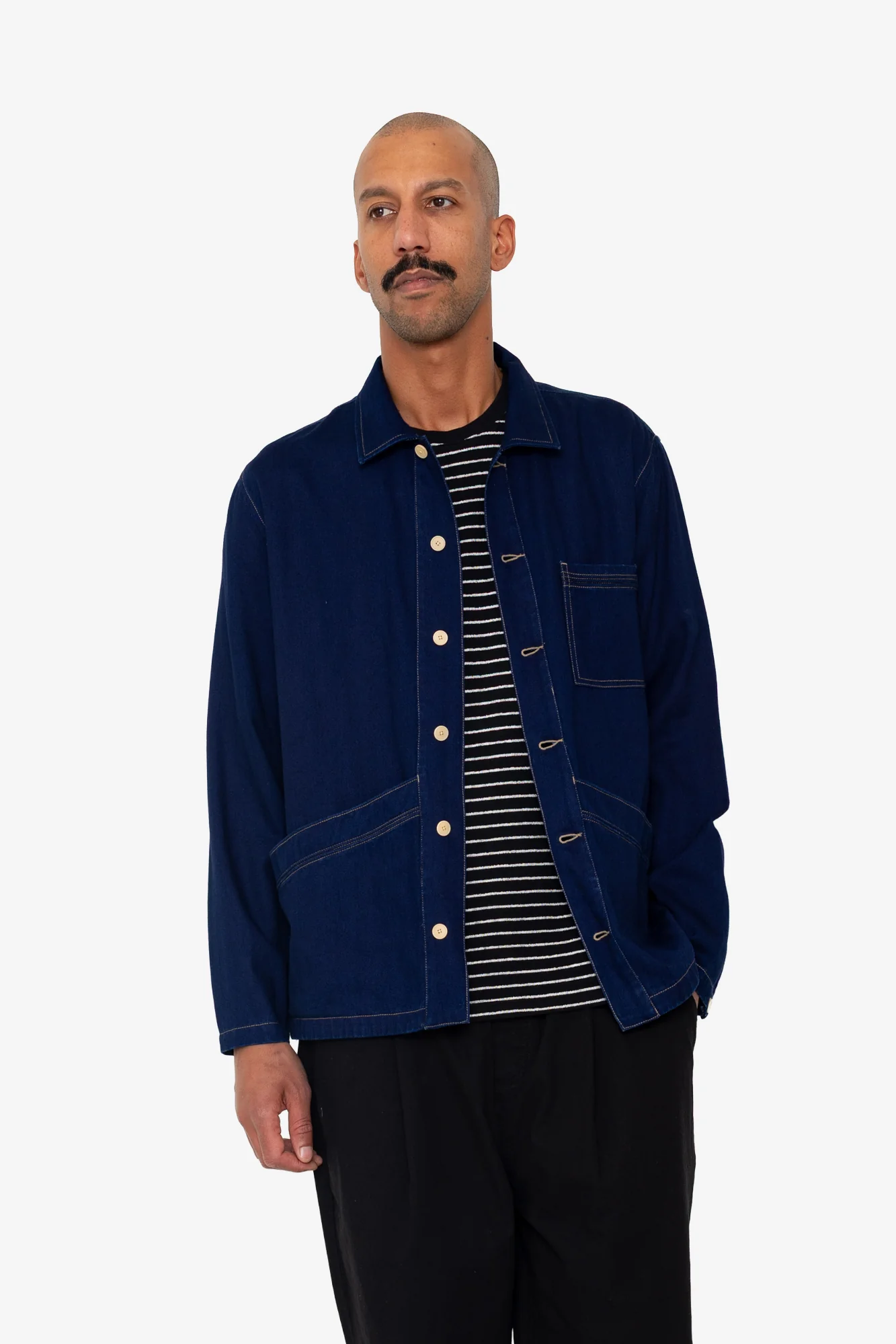 Meyer Shirt Jacket - Deep Denim Herringbone - Image 6