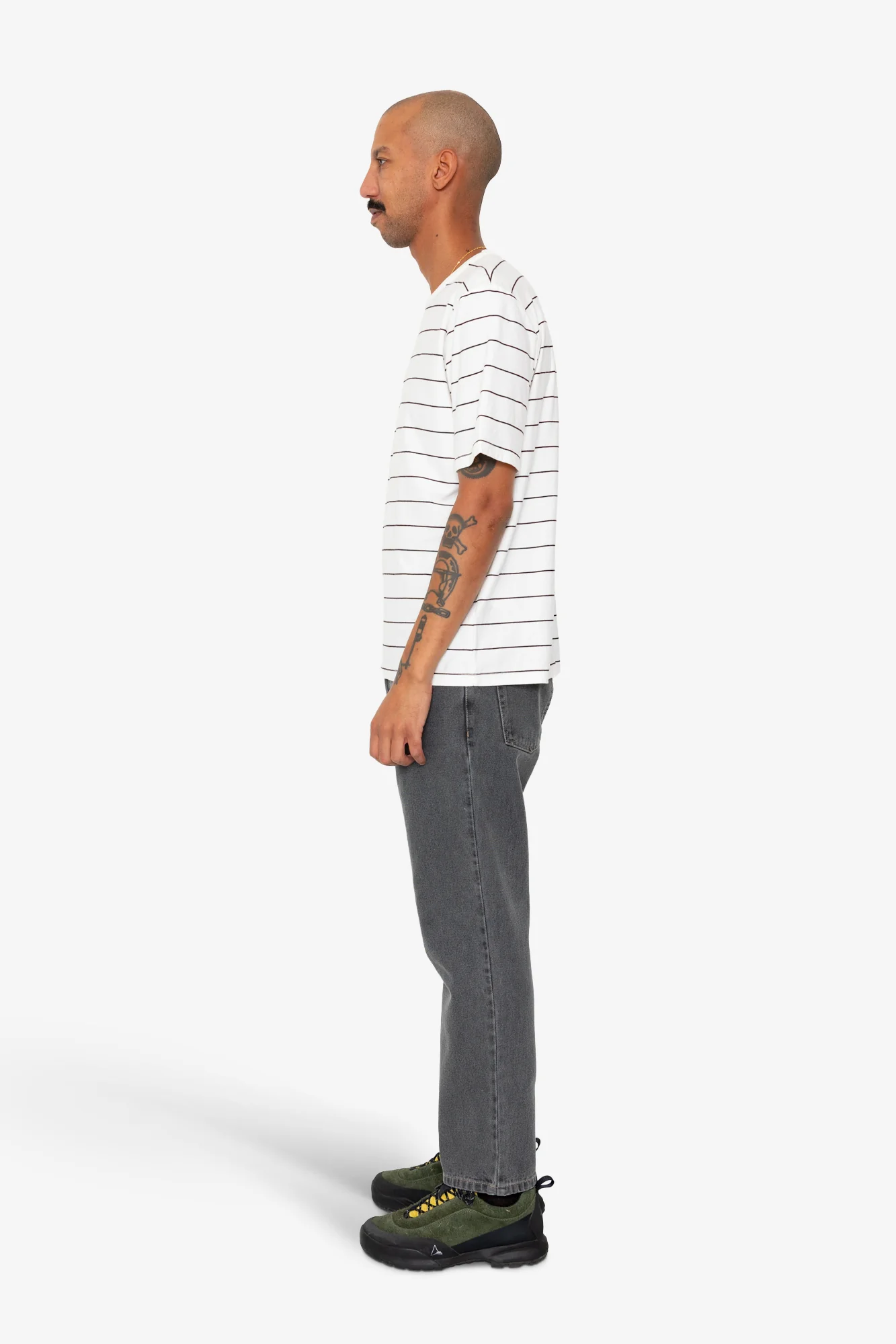 Microstripe T-Shirt - Ecru / Black Grape - Image 4