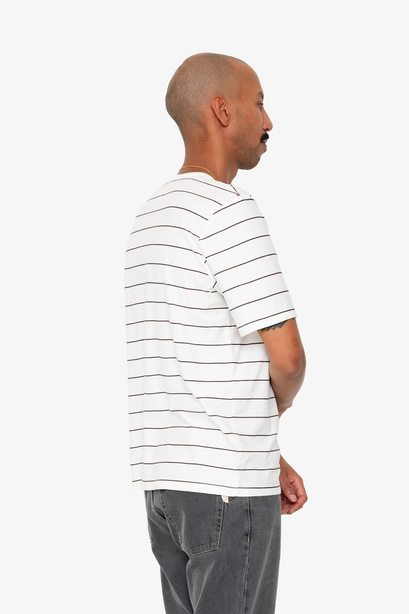 Microstripe T-Shirt - Ecru / Black Grape - Image 6