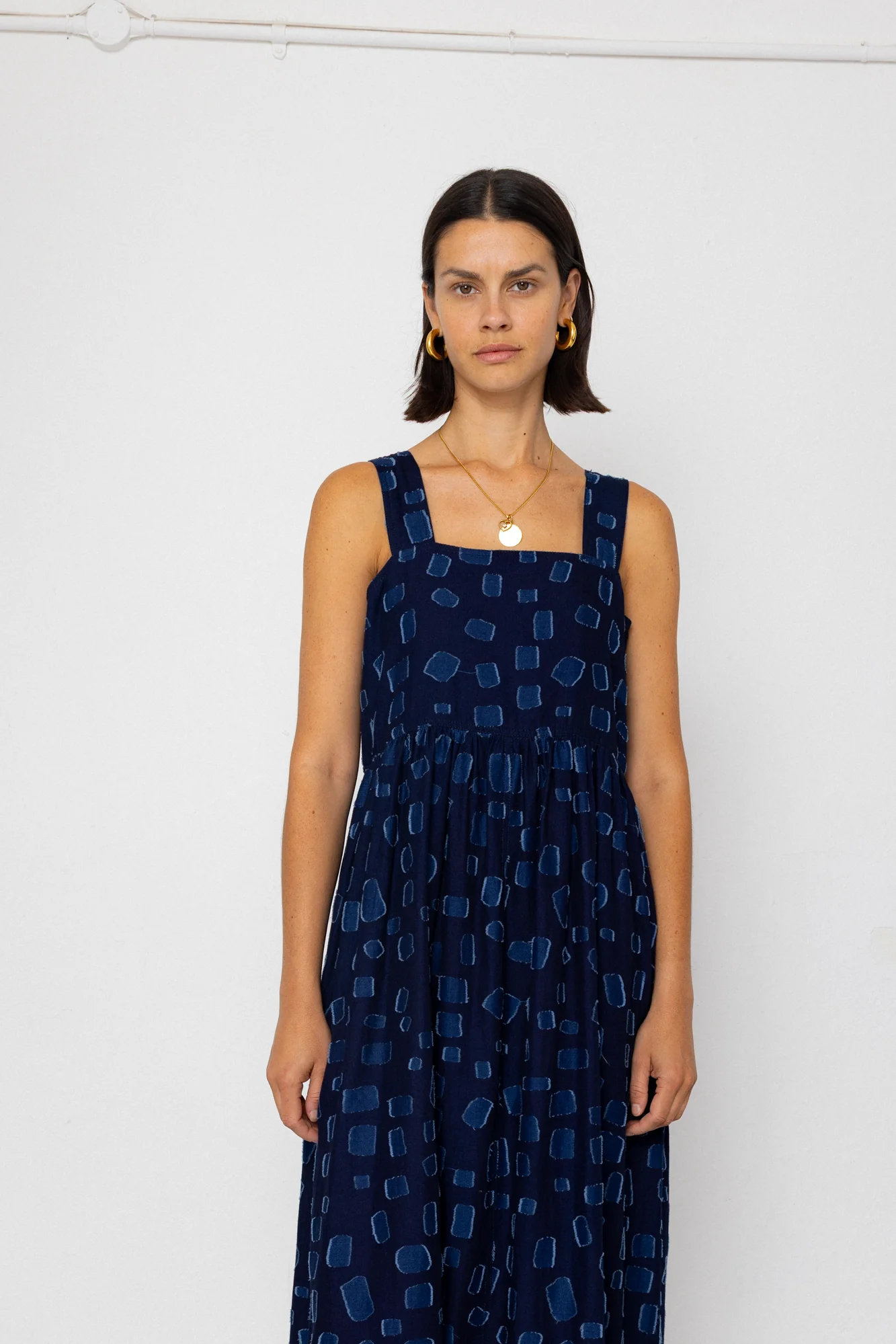 Midi Day Dress - Indigo Irregular Dot - Image 3