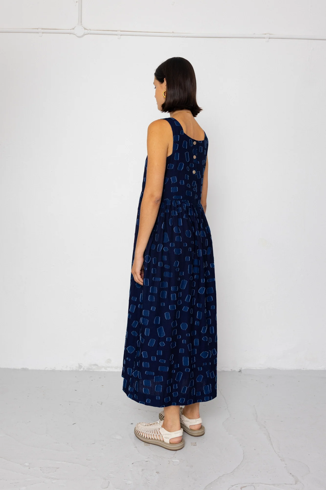 Midi Day Dress - Indigo Irregular Dot - Image 5
