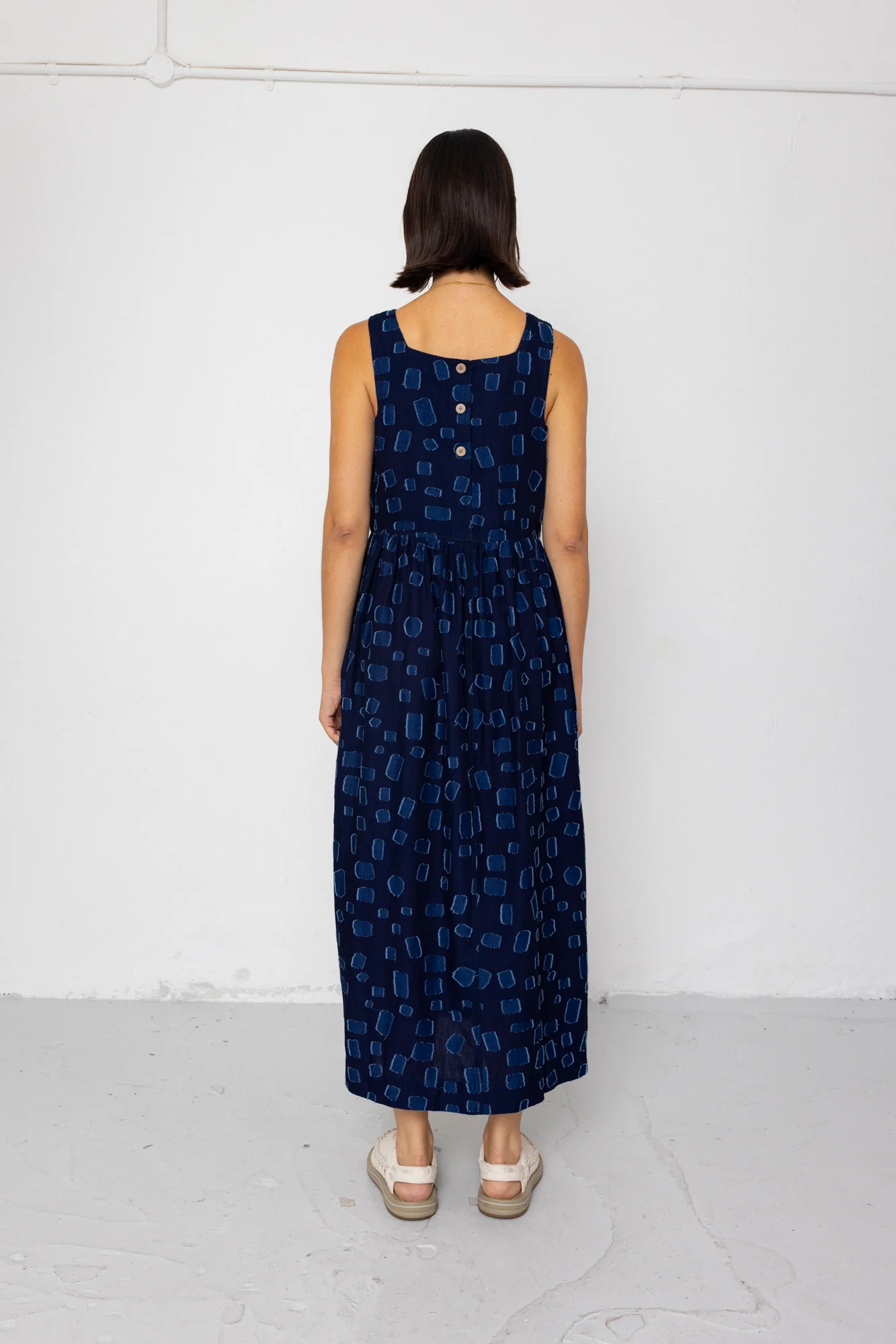 Midi Day Dress - Indigo Irregular Dot - Image 6