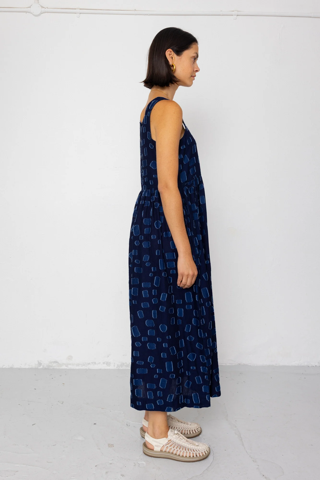 Midi Day Dress - Indigo Irregular Dot - Image 7