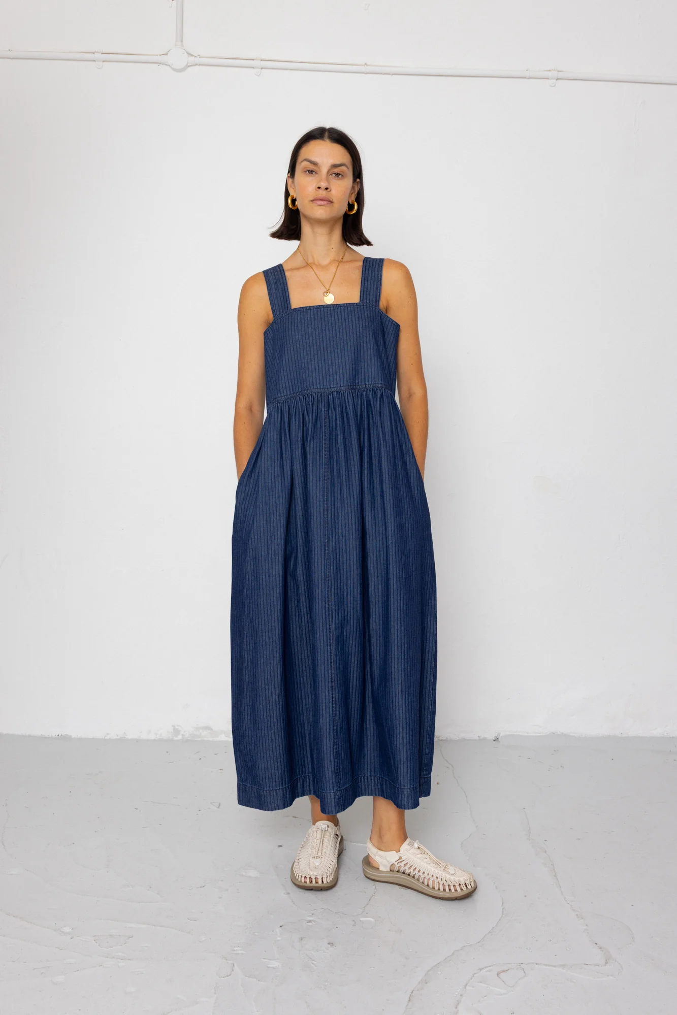 Midi Day Dress - Light Denim Stripe - Image 9