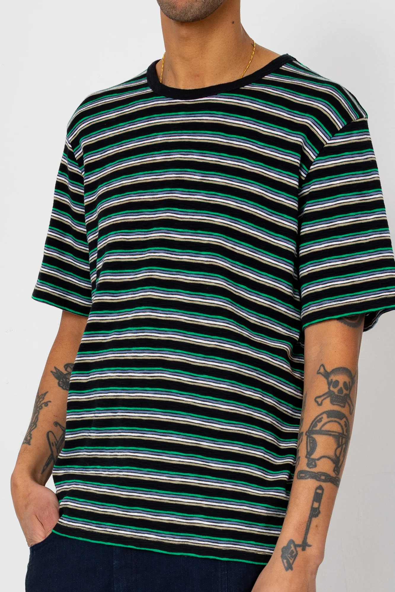 Multistripe T-Shirt - Black / Green Mix - Image 3