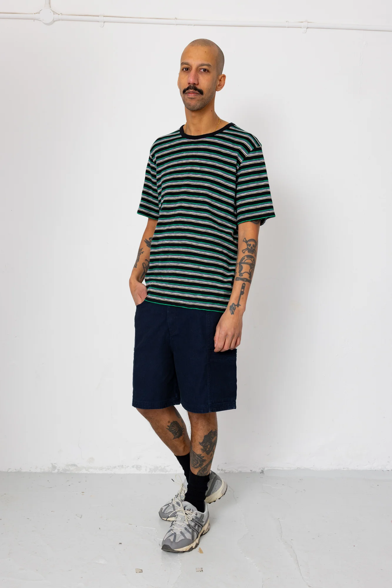 Multistripe T-Shirt - Black / Green Mix - Image 8