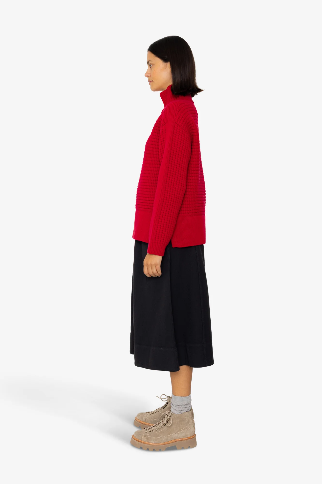 Open Funnel Neck Jumper - Carnation - Image 4