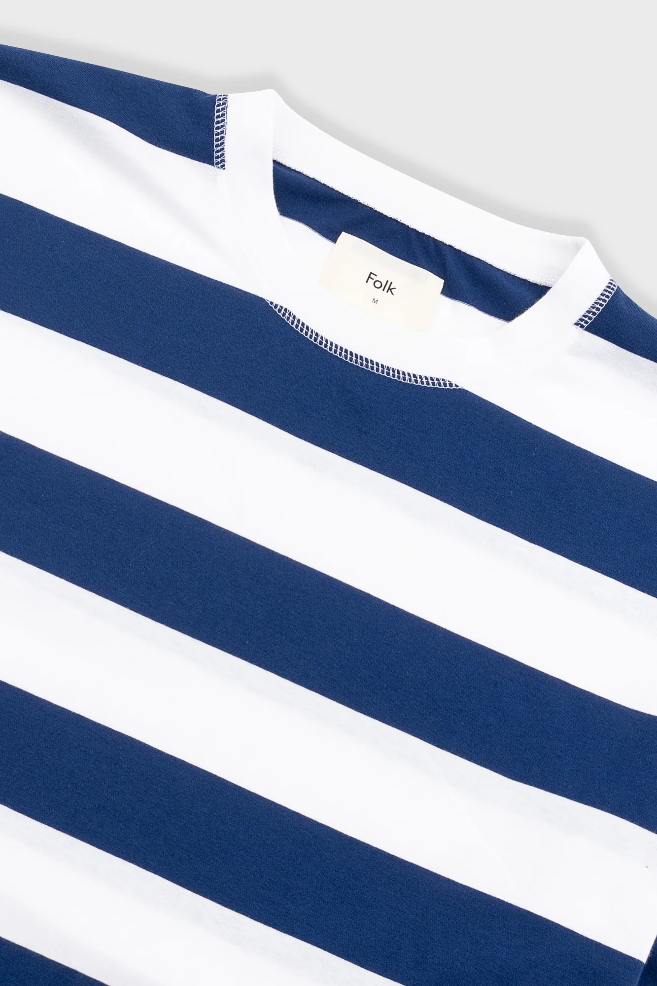 Oversized Striped T-Shirt - Off White / Indigo Blue - Image 7