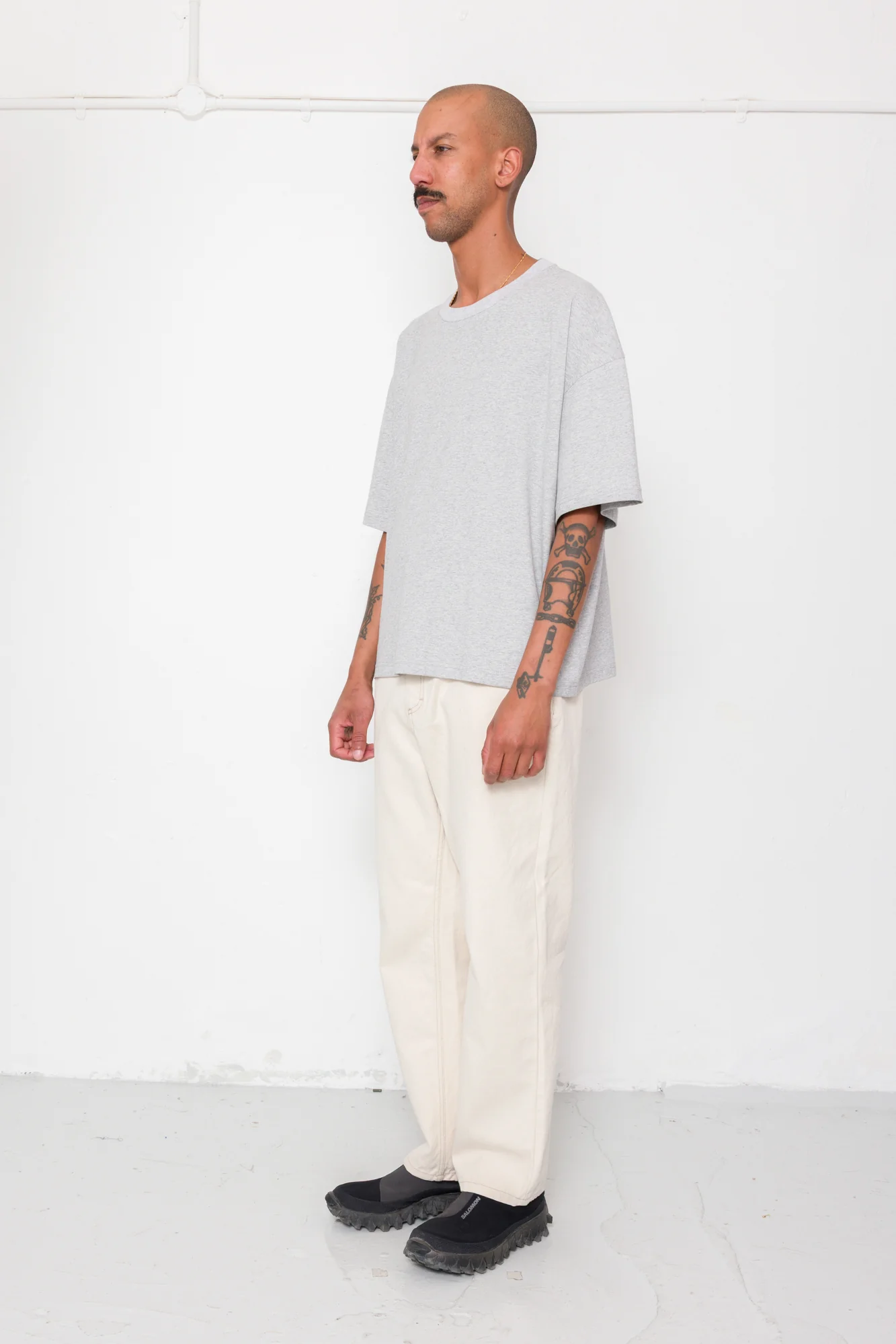 Oversized T-Shirt - Grey Melange Slub - Image 3