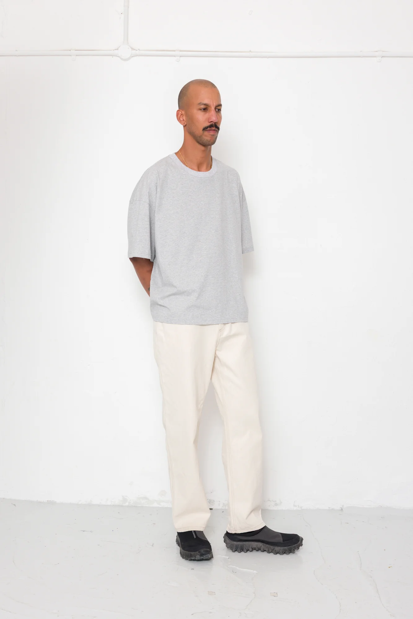 Oversized T-Shirt - Grey Melange Slub - Image 7