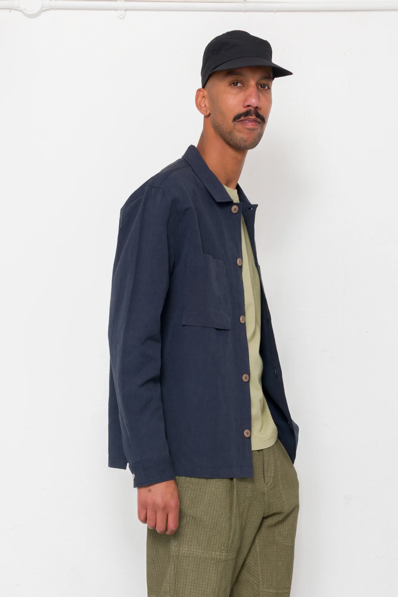 Patch Overshirt - Dark Navy Slub Linen - Image 6