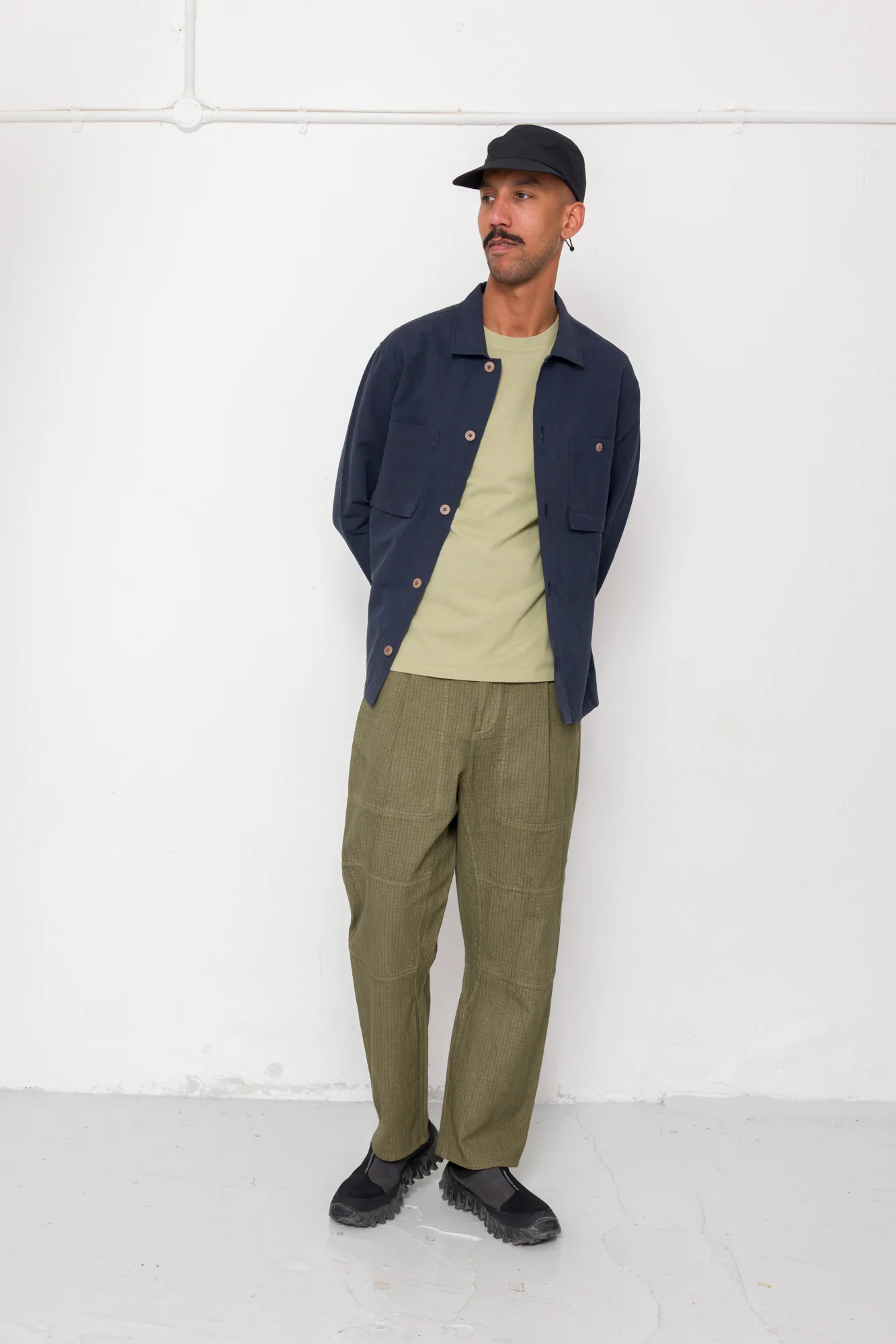 Patch Overshirt - Dark Navy Slub Linen - Image 7