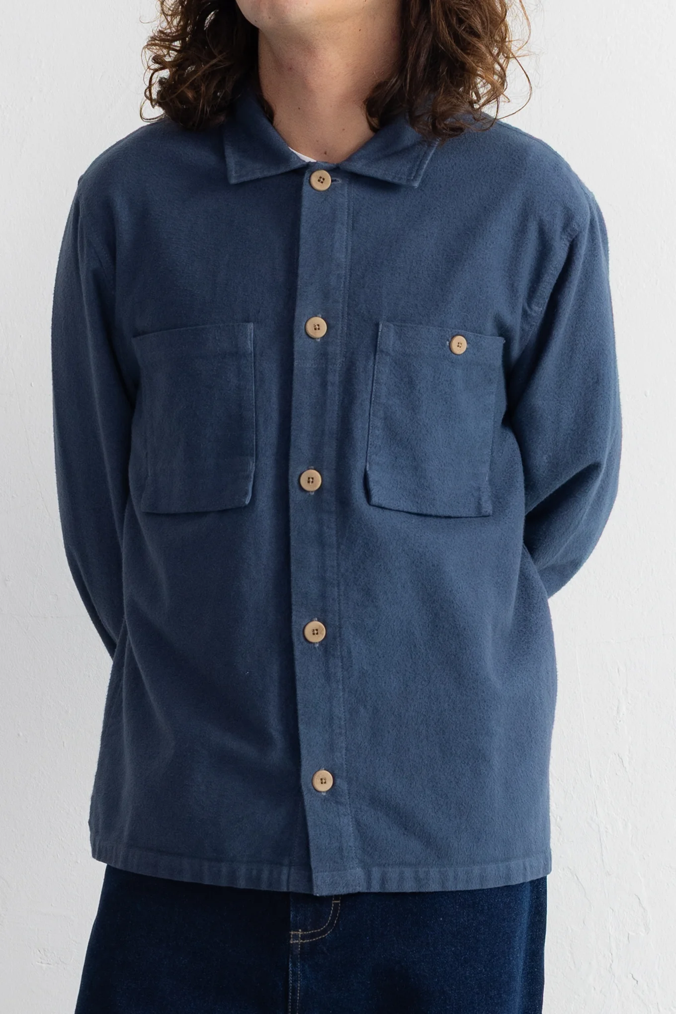 Patch Overshirt - Steel Blue Moleskin - Image 5
