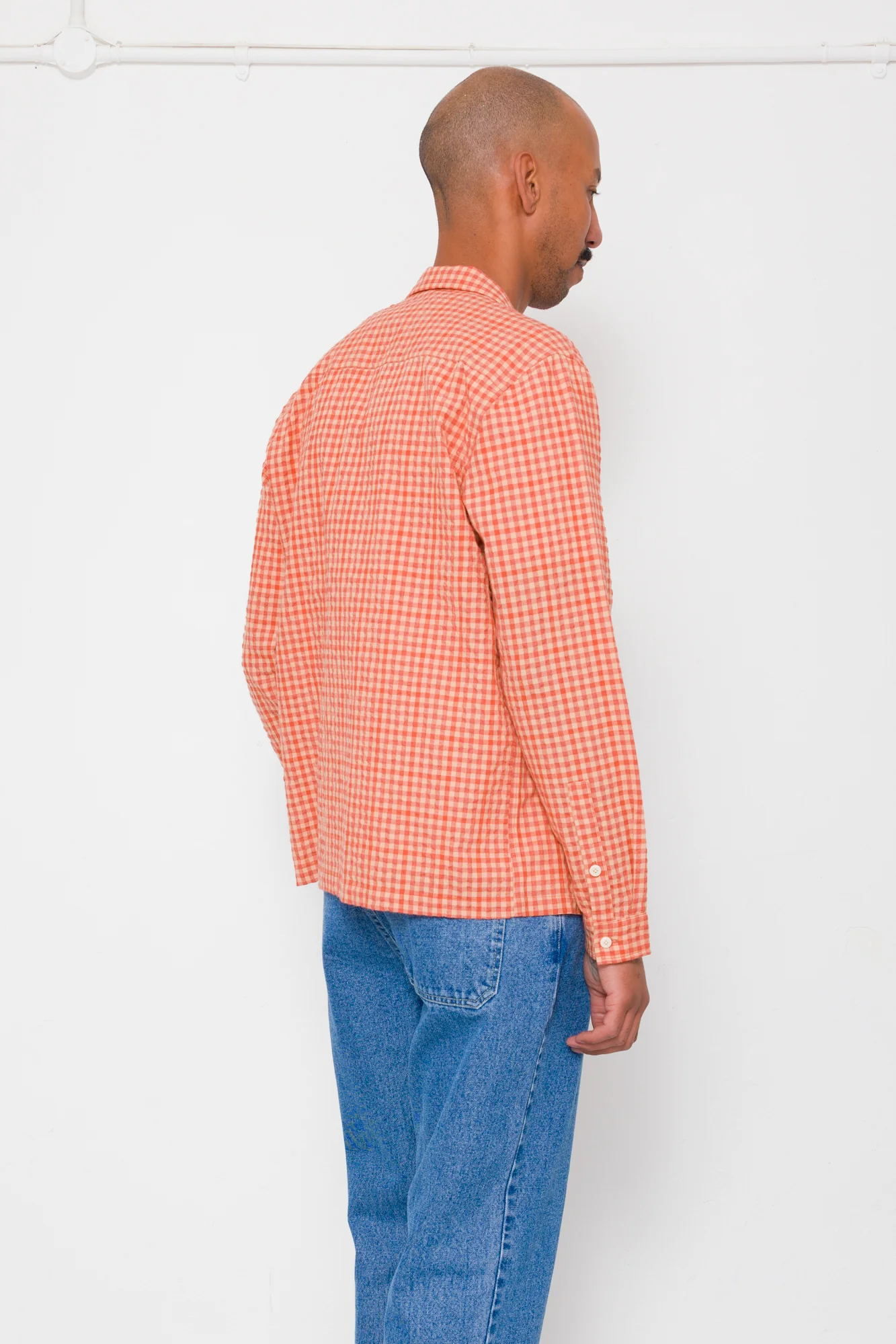 Patch Shirt - Red Oxide Textured Check - Image 4