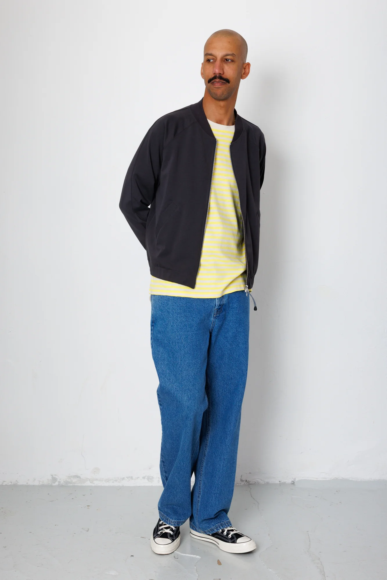 Pintuck Jersey Bomber - Charcoal - Image 3