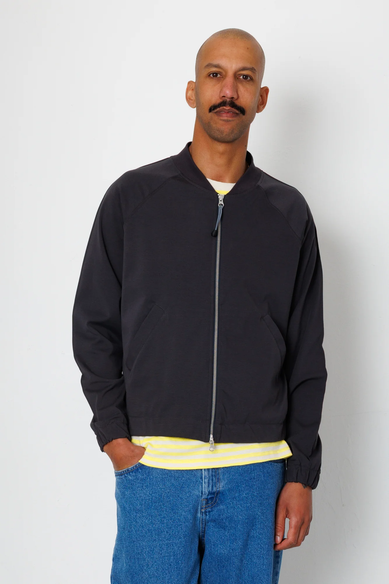 Pintuck Jersey Bomber - Charcoal - Image 5