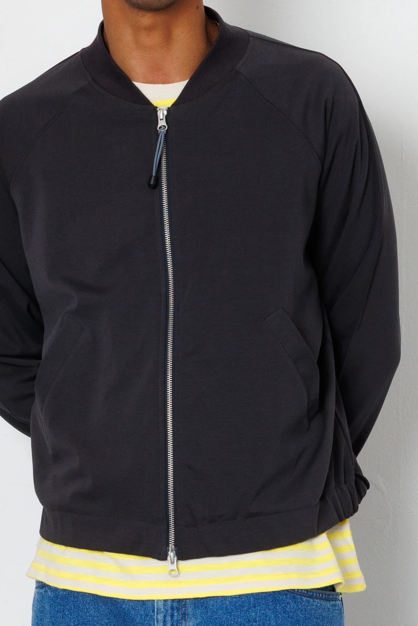 Pintuck Jersey Bomber - Charcoal - Image 6