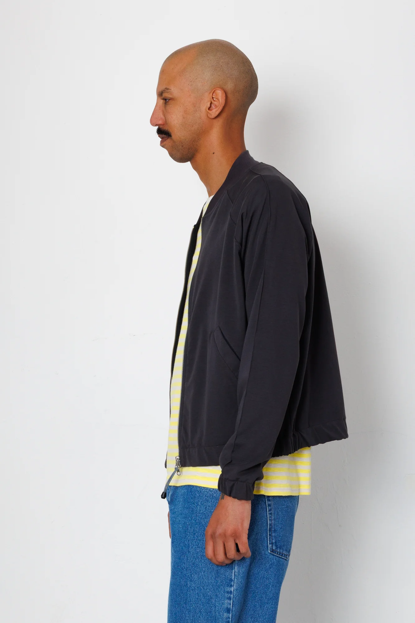 Pintuck Jersey Bomber - Charcoal - Image 7
