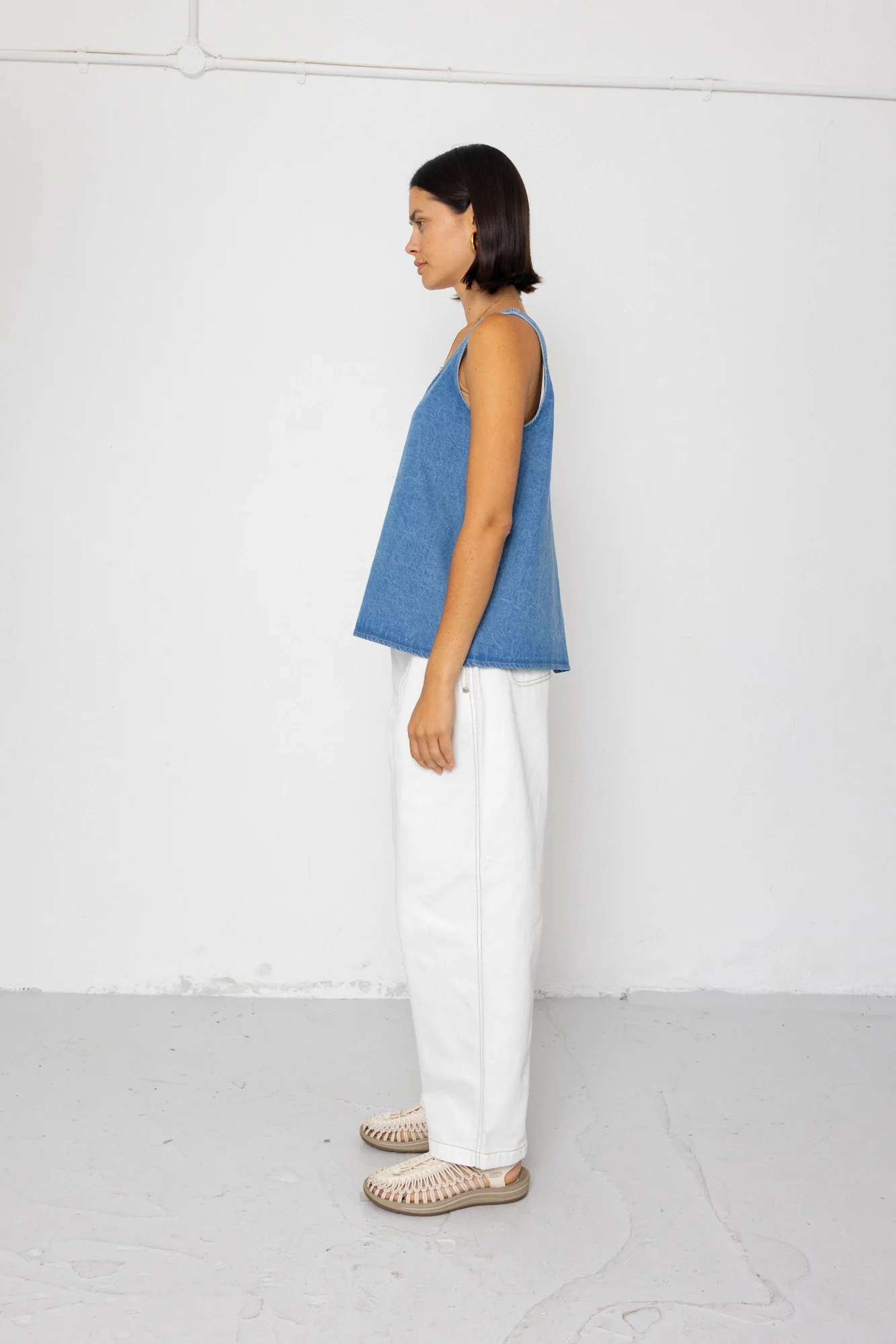 Pleated Scoop Back Vest - Heavy Bleach Wash - Image 4