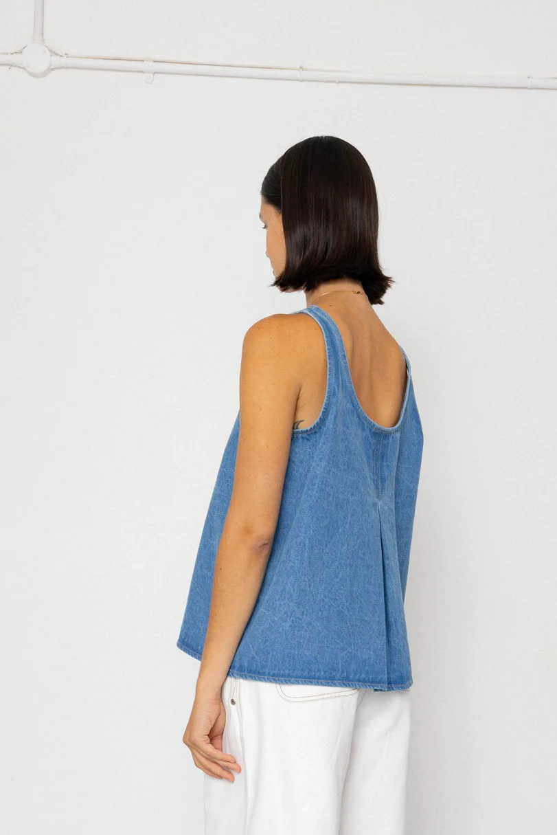 Pleated Scoop Back Vest - Heavy Bleach Wash - Image 5