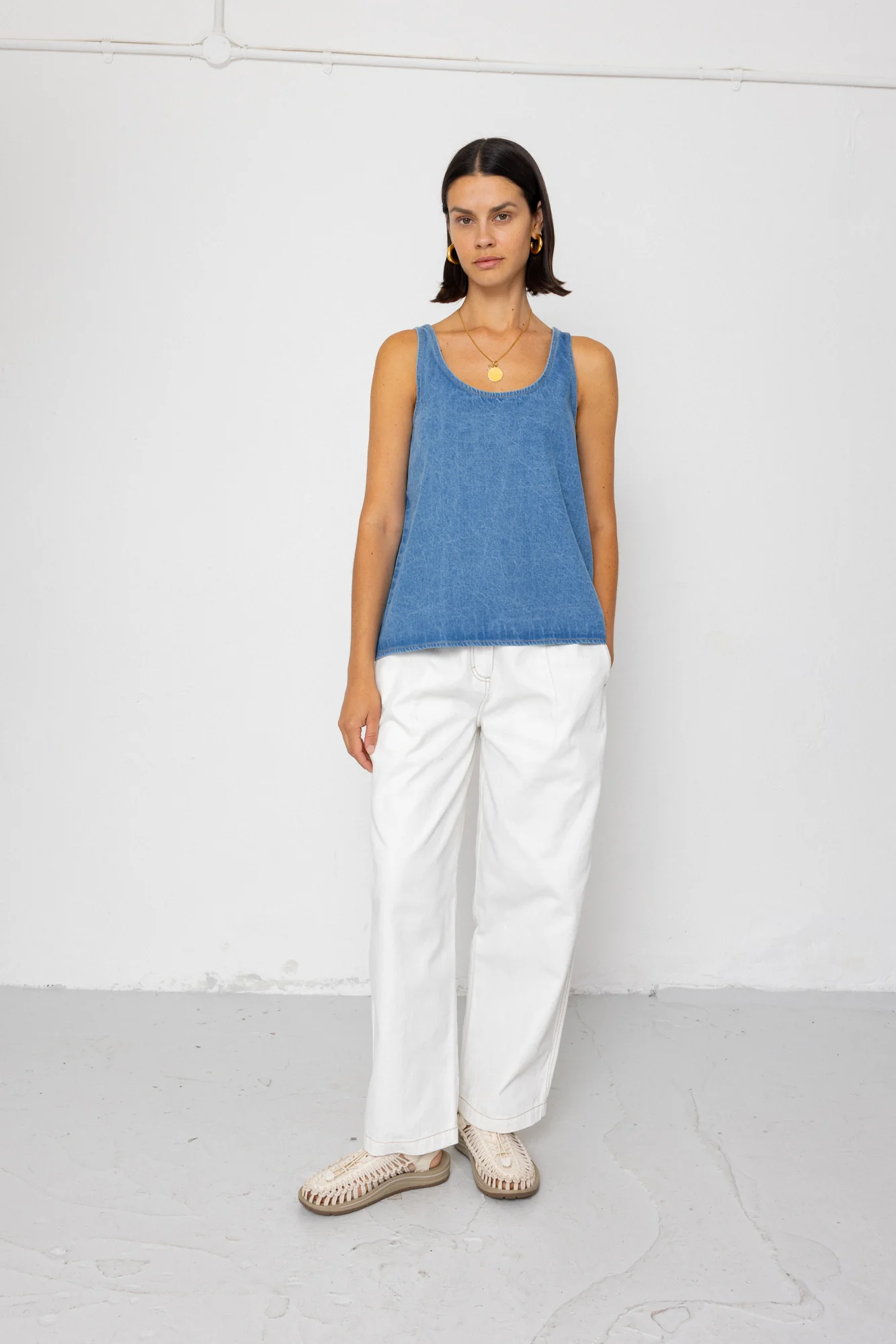 Pleated Scoop Back Vest - Heavy Bleach Wash - Image 7