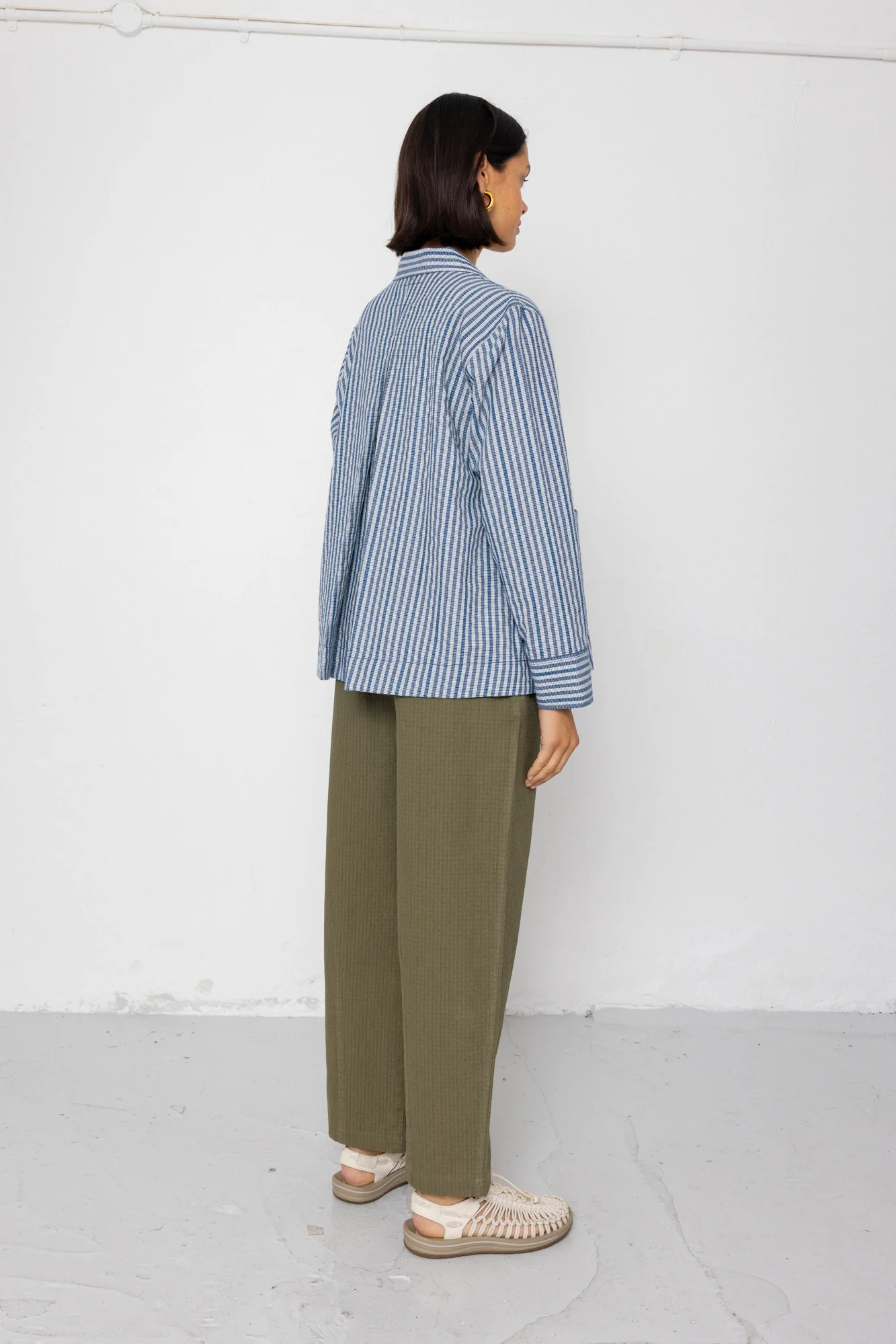 Pleated Shirt - Indigo Crinkle Mini Check - Image 3