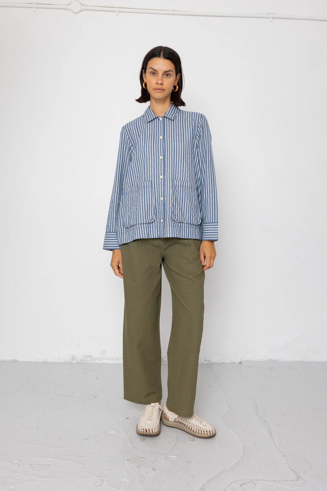 Pleated Shirt - Indigo Crinkle Mini Check - Image 4