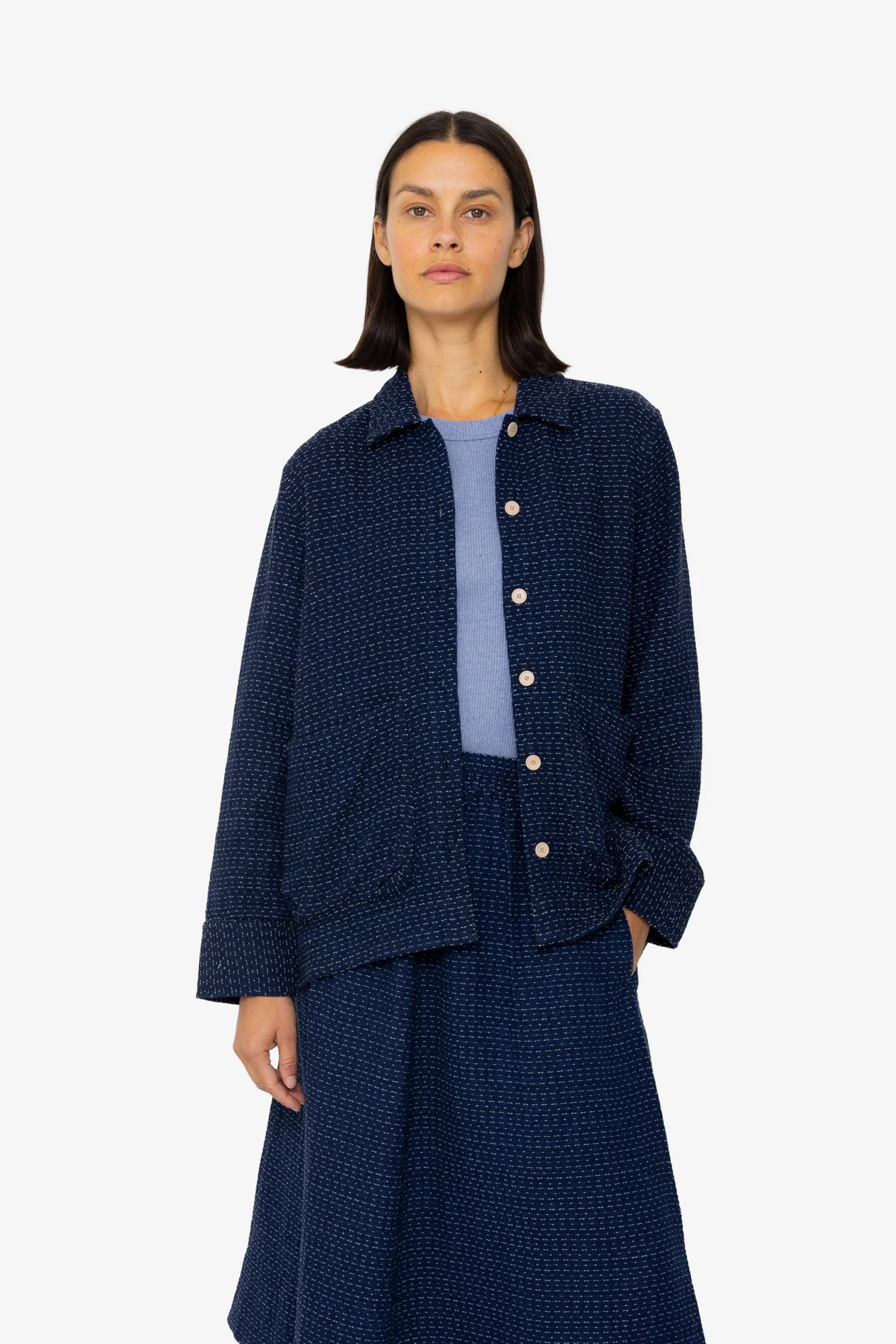 Pleated Shirt - Indigo Floatstitch - Image 5