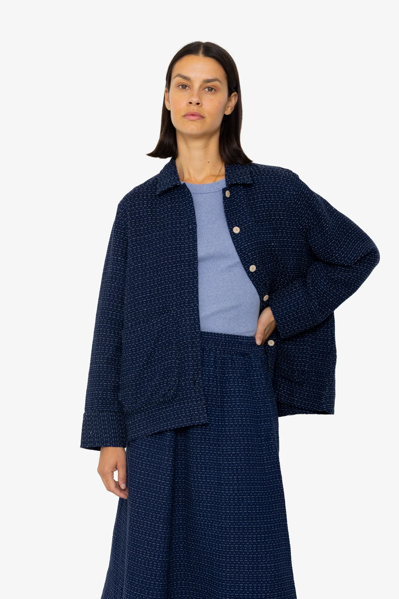 Pleated Shirt - Indigo Floatstitch - Image 6