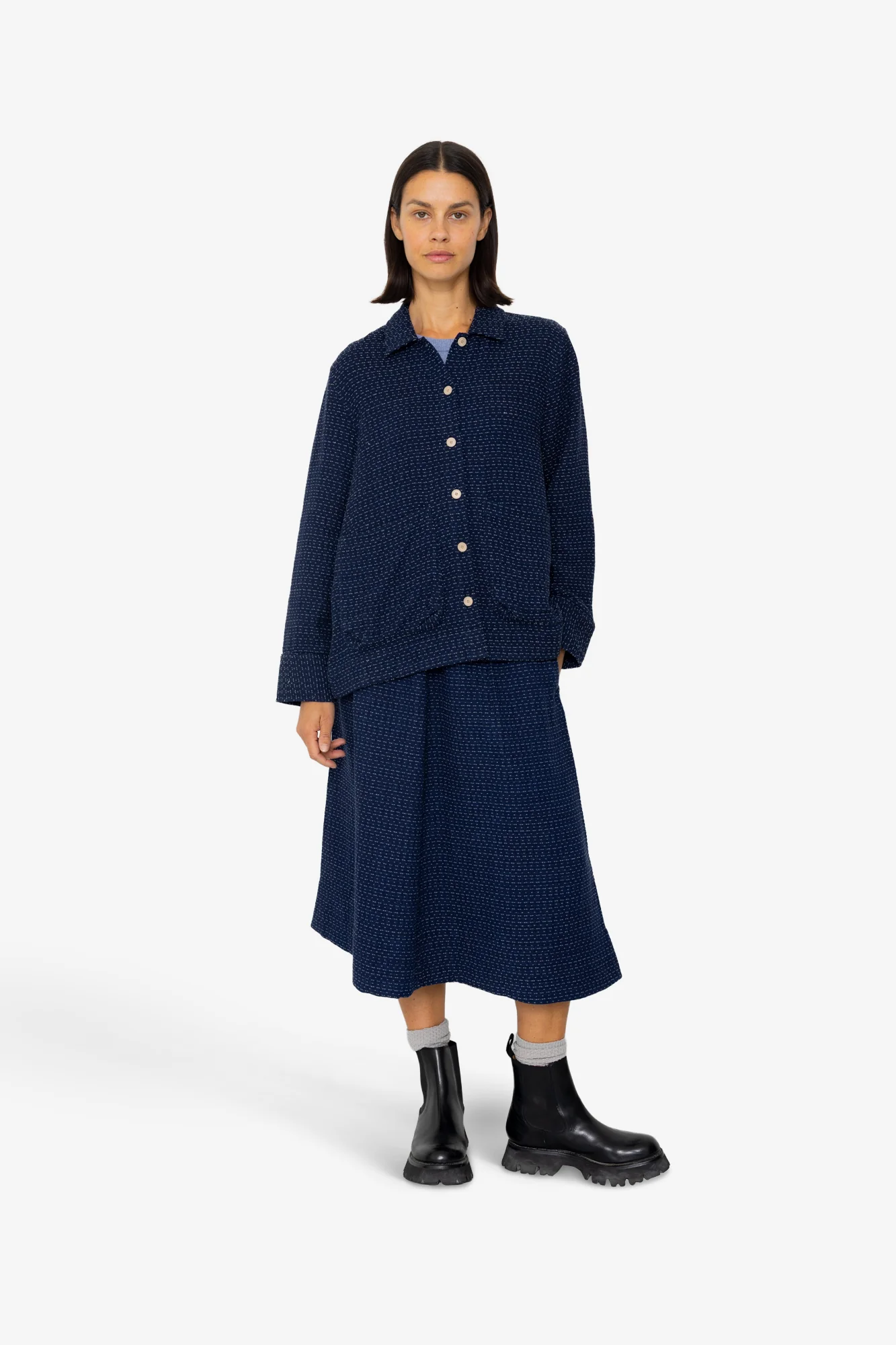 Pleated Shirt - Indigo Floatstitch - Image 7