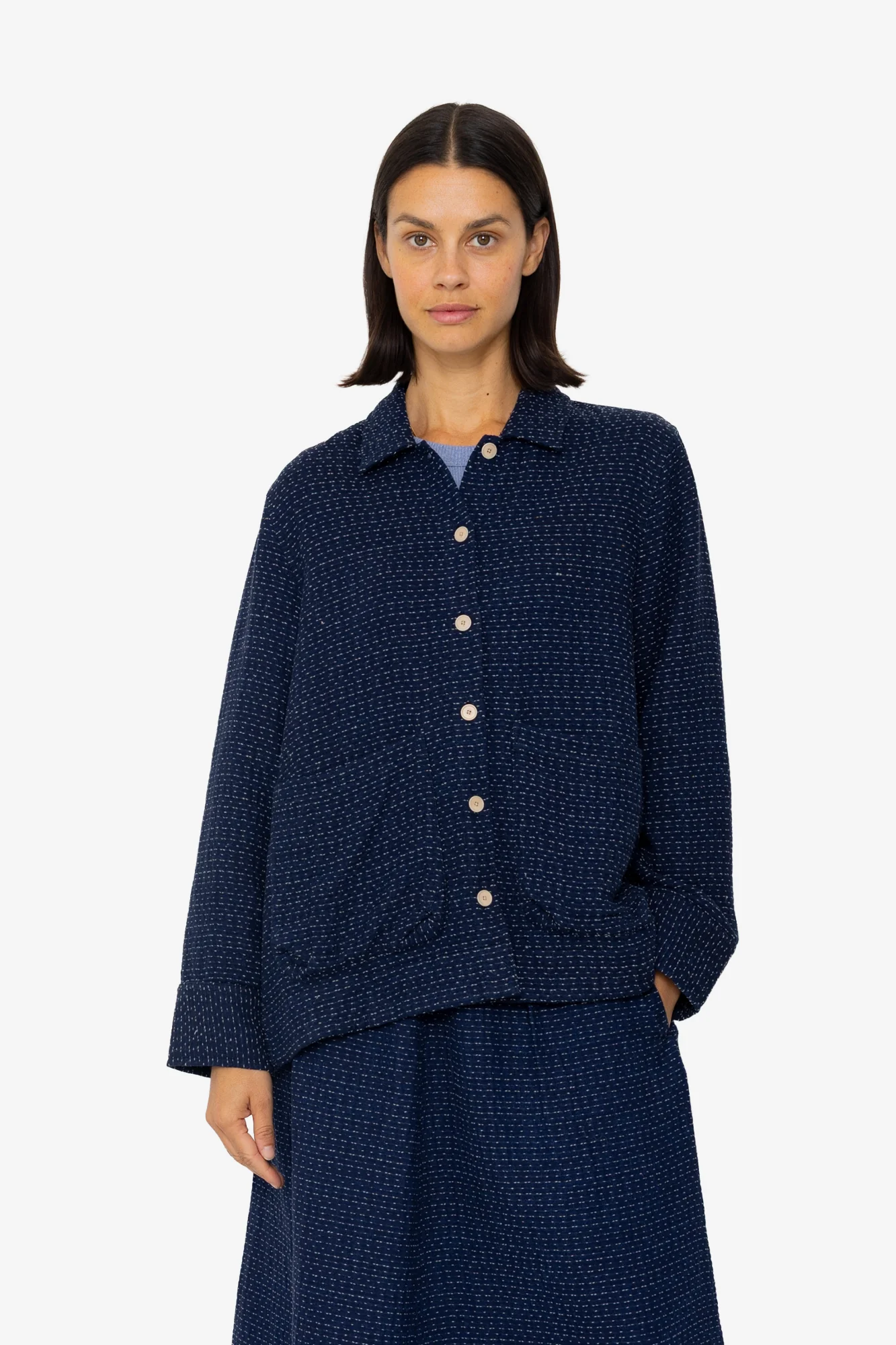 Pleated Shirt - Indigo Floatstitch - Image 8