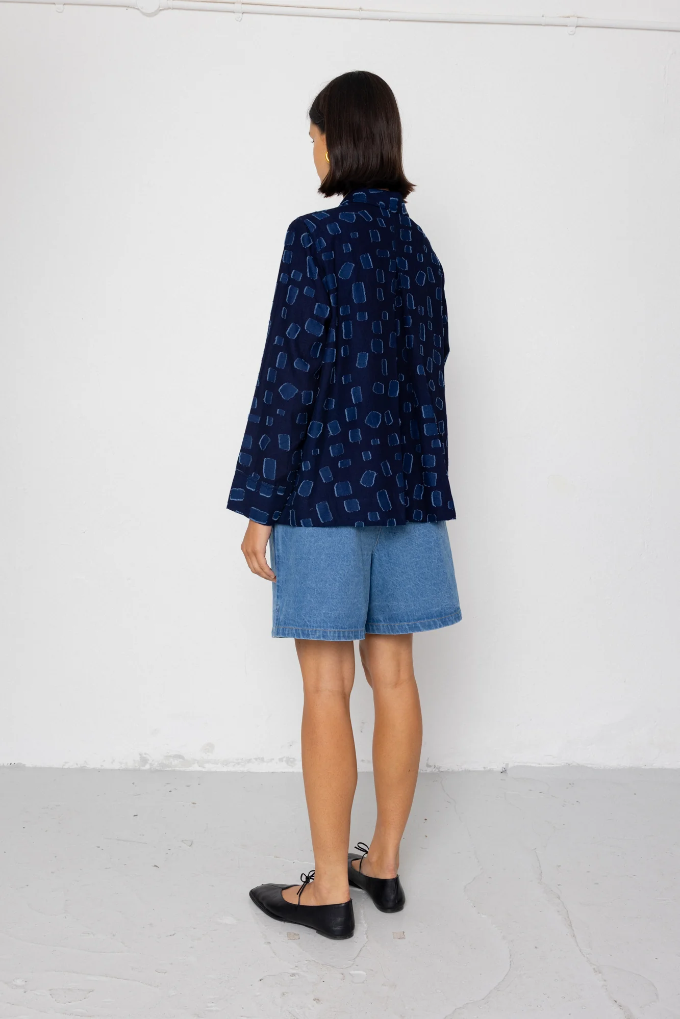 Pleated Shirt - Indigo Irregular Dot - Image 7