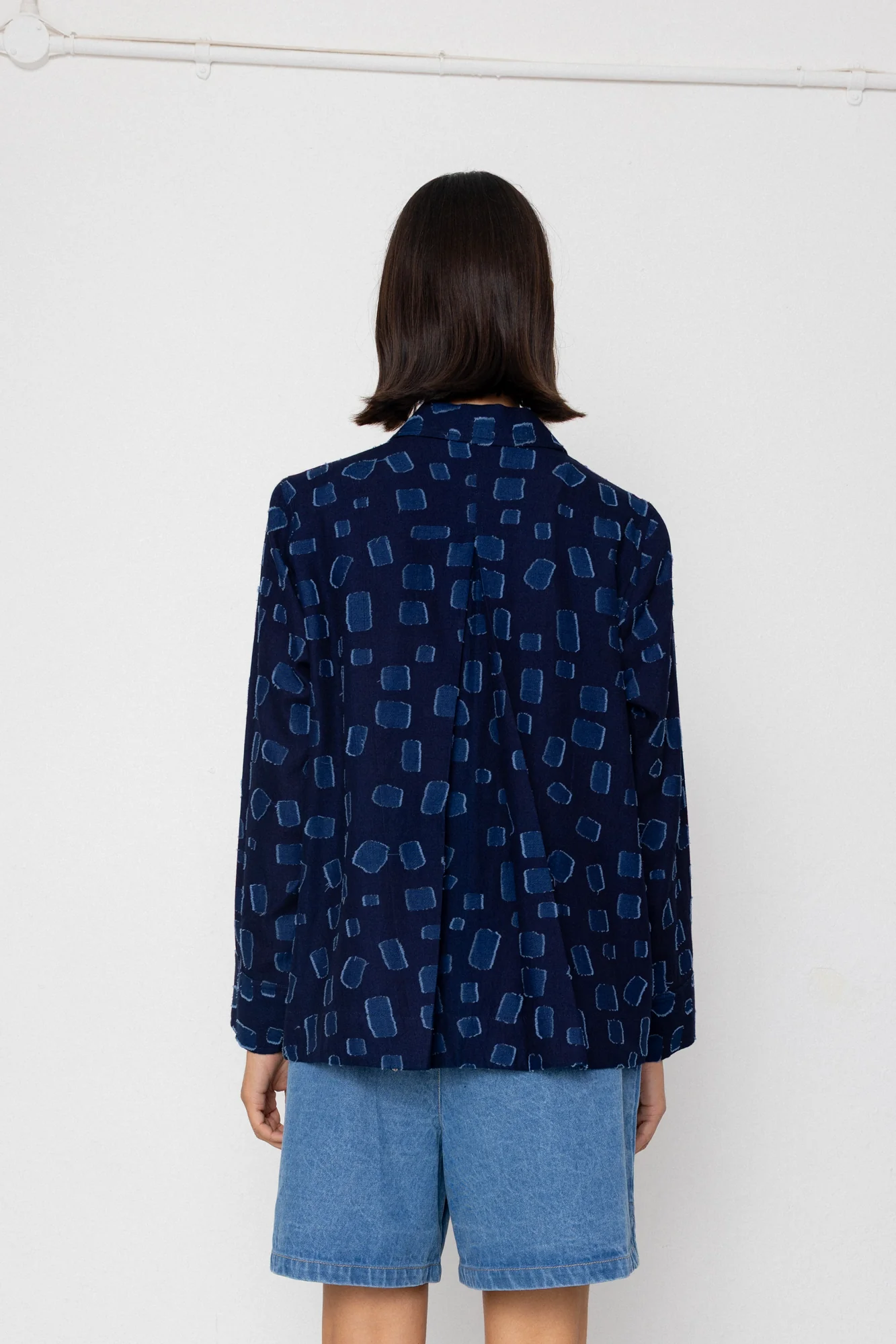 Pleated Shirt - Indigo Irregular Dot - Image 8