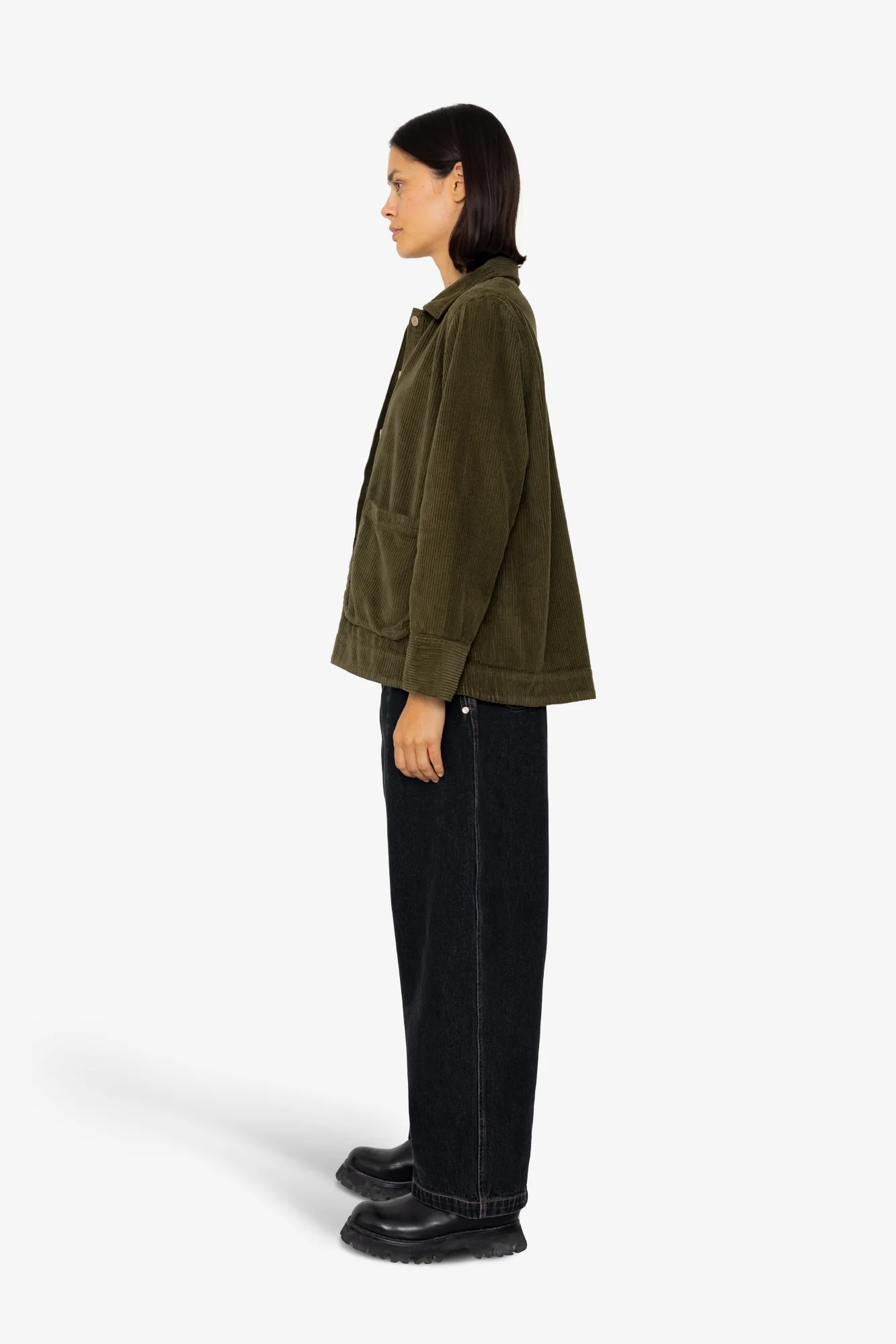 Pleated Shirt - Olive Cord - Image 4
