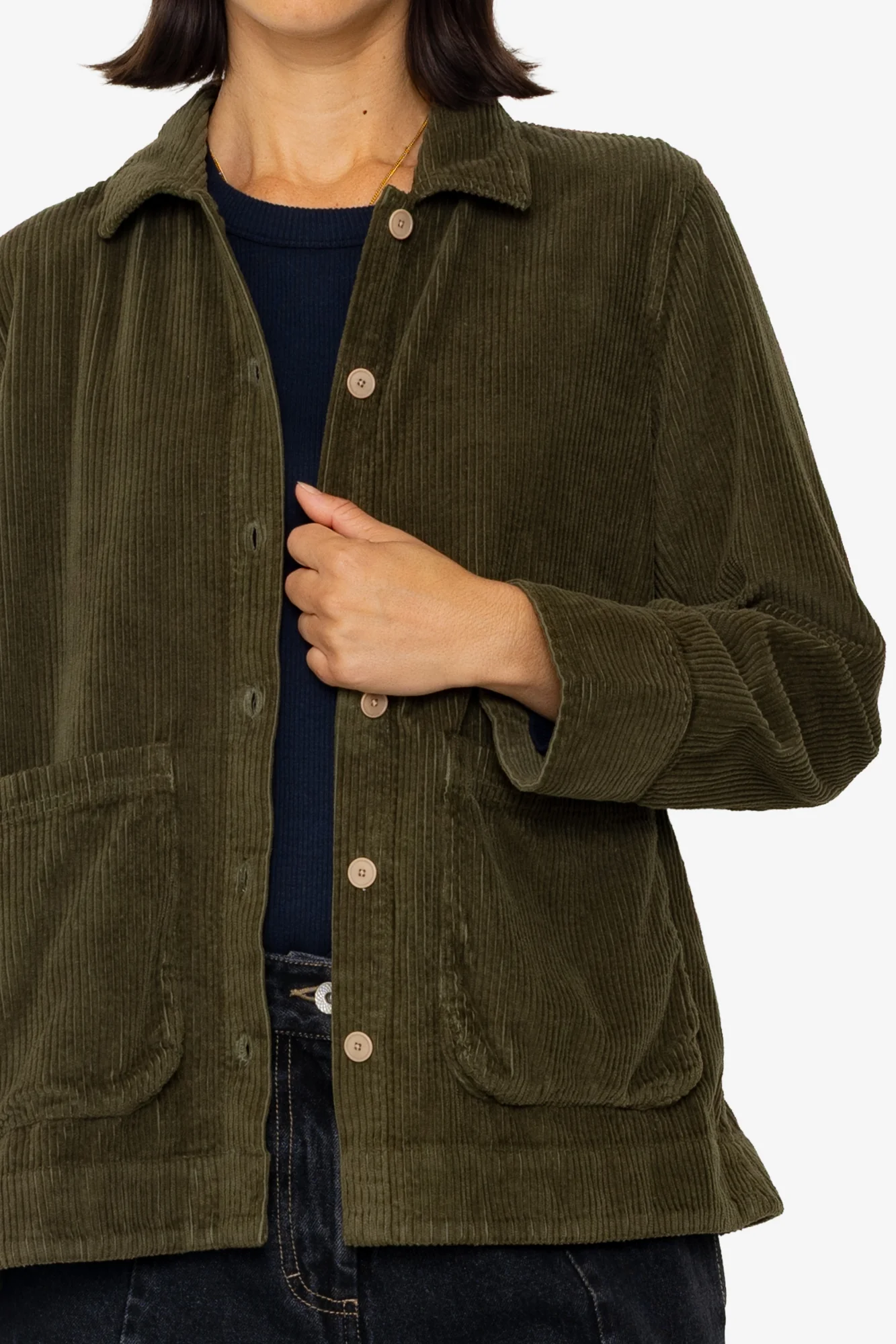 Pleated Shirt - Olive Cord - Image 7