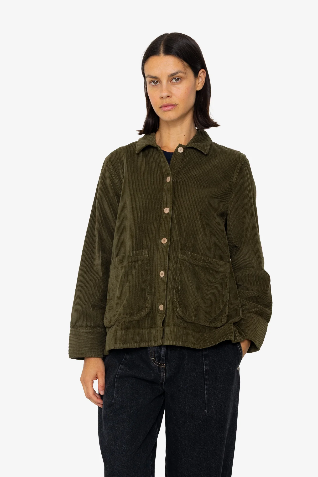Pleated Shirt - Olive Cord - Image 9