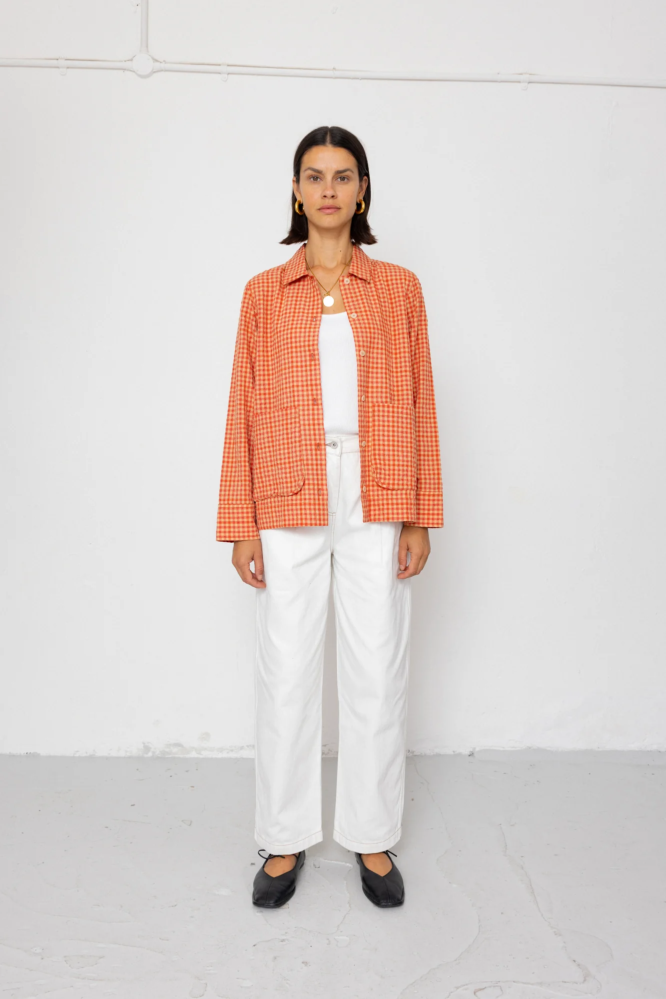 Pleated Shirt - Red Oxide Textured Check - Image 3
