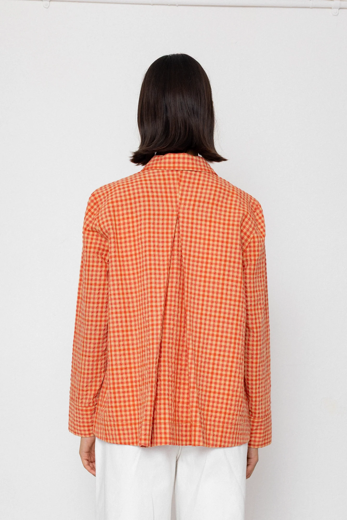 Pleated Shirt - Red Oxide Textured Check - Image 5