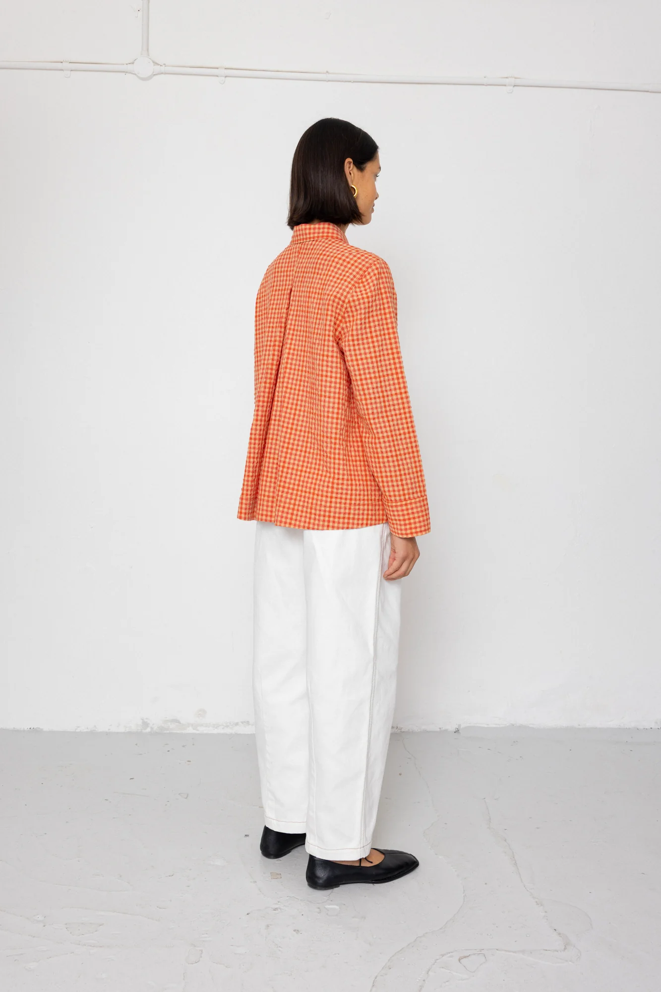 Pleated Shirt - Red Oxide Textured Check - Image 8