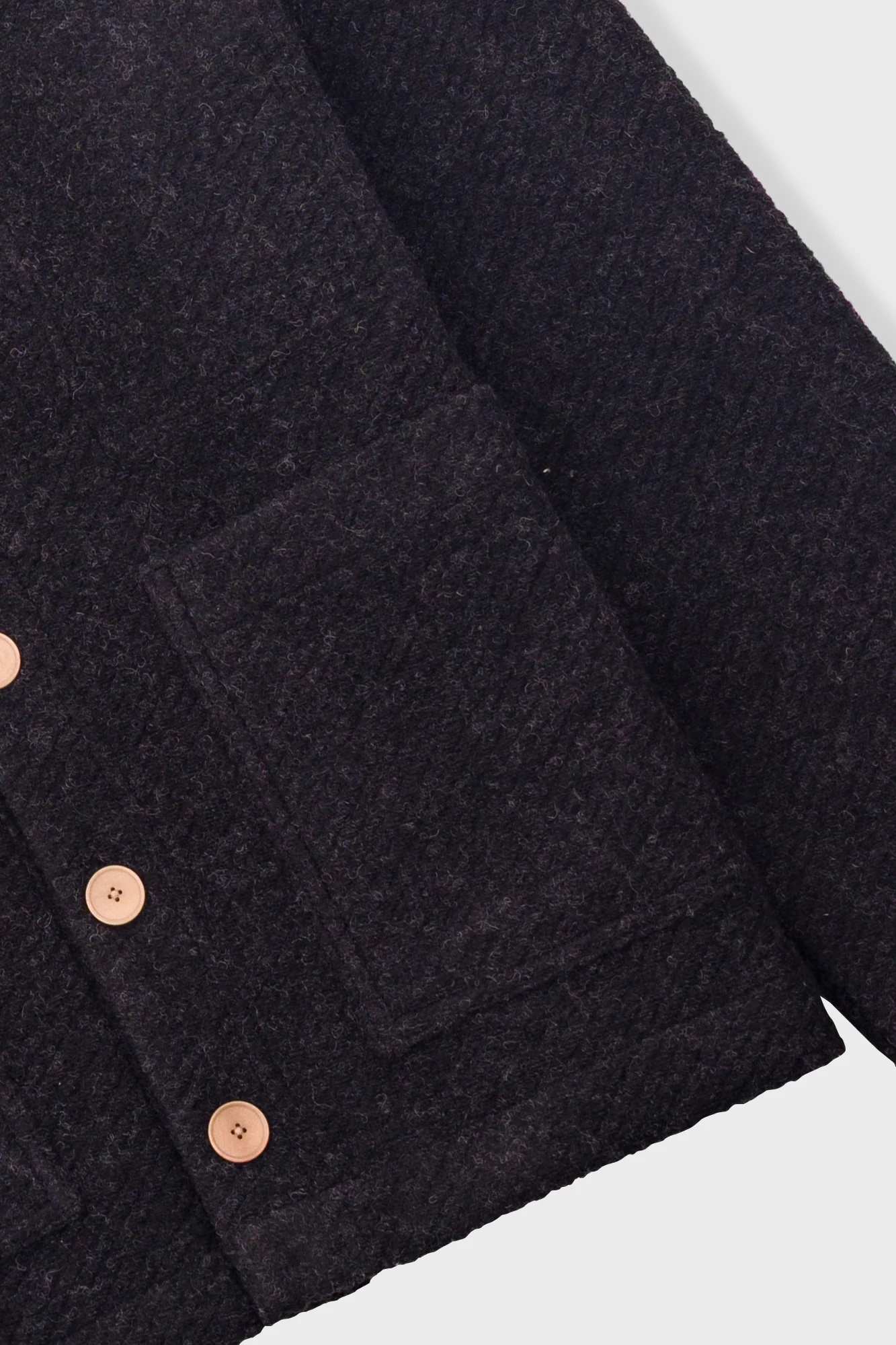 Pocket Cardigan - Charcoal Wool Twill - Image 3