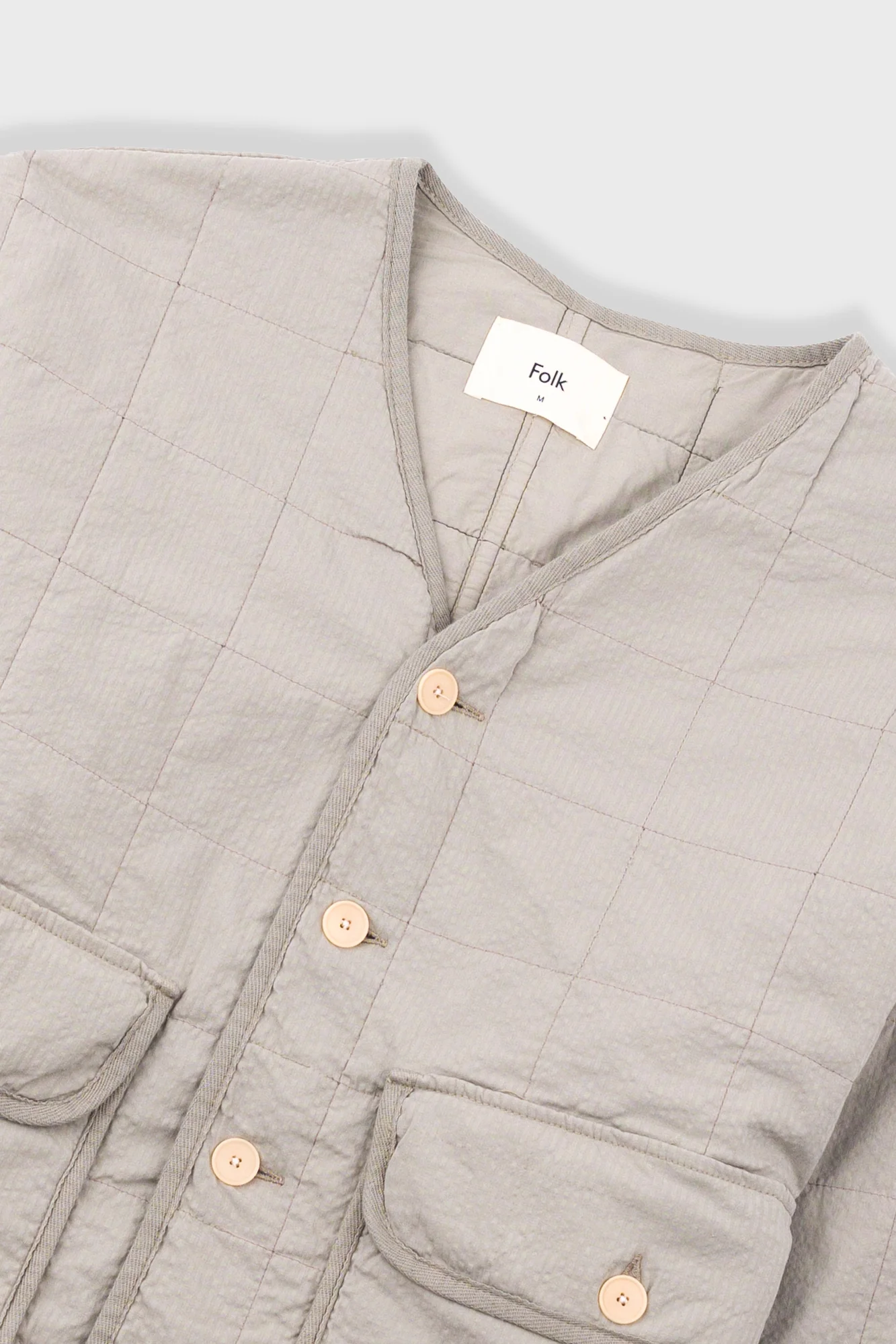 Quilted Liner Jacket - Smoke Grey Seersucker - Image 5