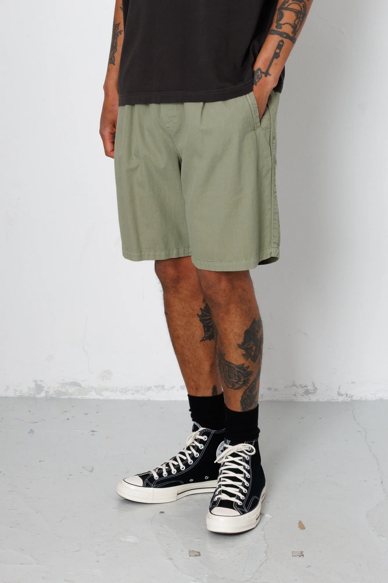 Relaxed Assembly Short - Light Sage Mini Stripe - Image 4