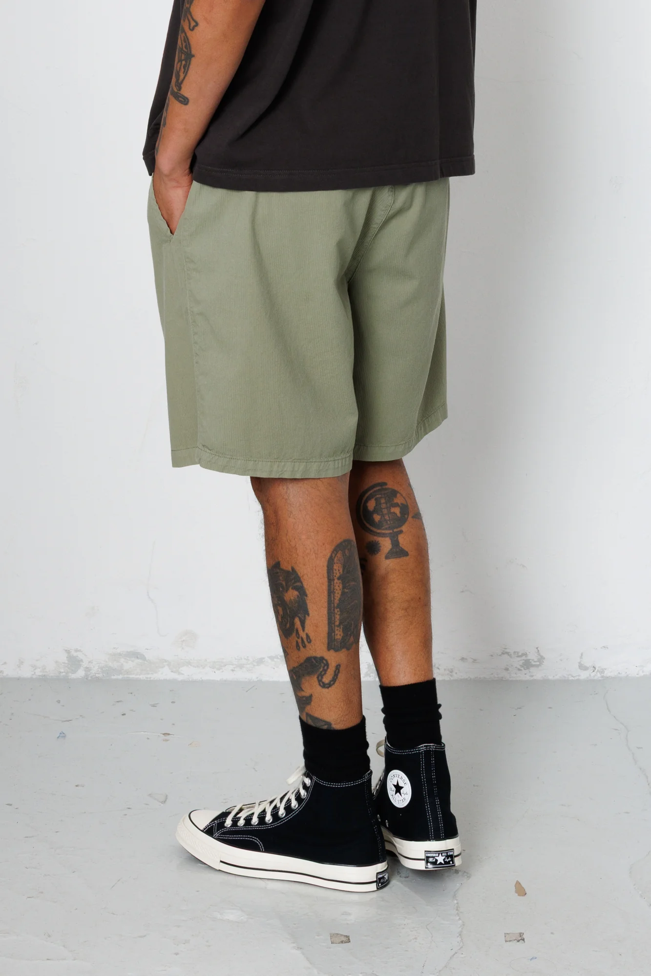 Relaxed Assembly Short - Light Sage Mini Stripe - Image 6